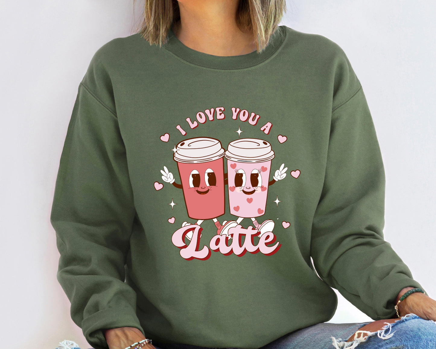Love you Latte Sweatshirt, Valentine's Day Sweatshirt, Valentine's Day Shirt, Latte Hoodie, Coffee Sweater,For Women Valentines Day Shirt
