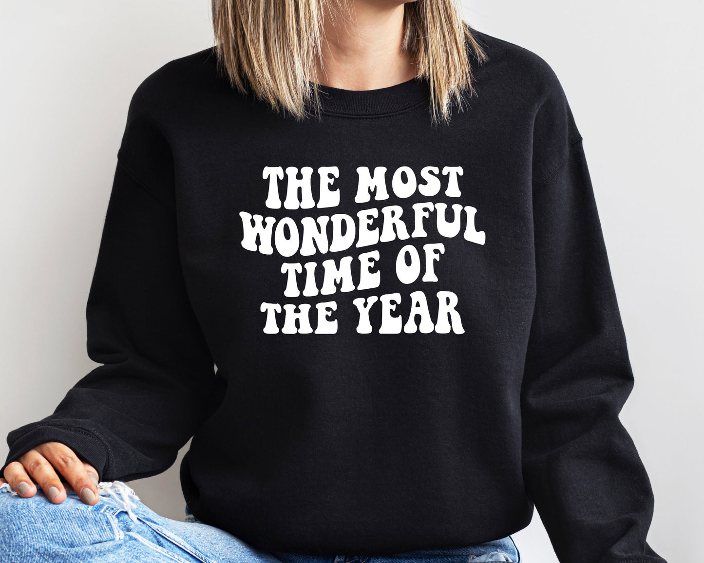 Christmas Sweatshirt, The Most Wonderful Time Of The Year, Holiday Sweaters For Women,Christmas Retro Holiday Crewneck Matching Sweatshirt