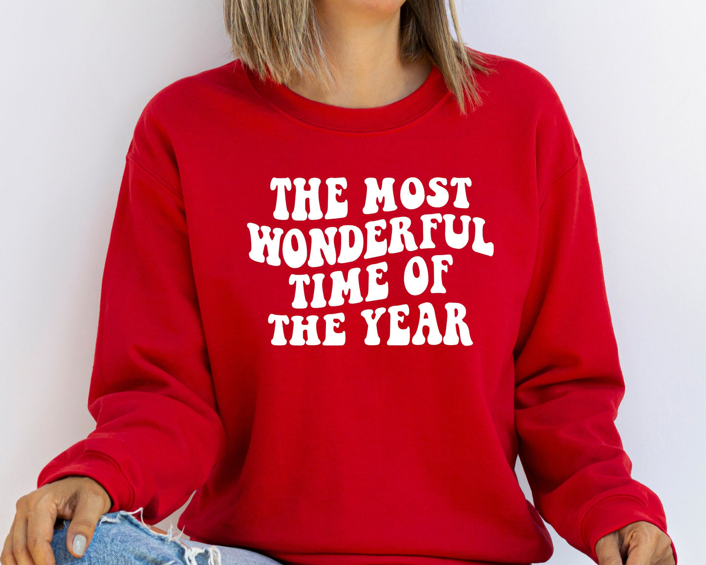 Christmas Sweatshirt, The Most Wonderful Time Of The Year, Holiday Sweaters For Women,Christmas Retro Holiday Crewneck Matching Sweatshirt