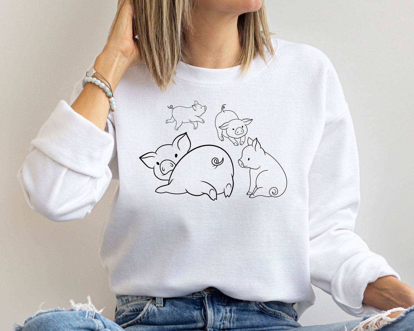 Cute Pigs Sweatshirt, Pig Lover Sweatshirt, Gift for Pig Owner, Pet Lover Sweatshirt, Pig Print Sweatshirt, Funny Pig Sweatshirt,Pigs Hoodie
