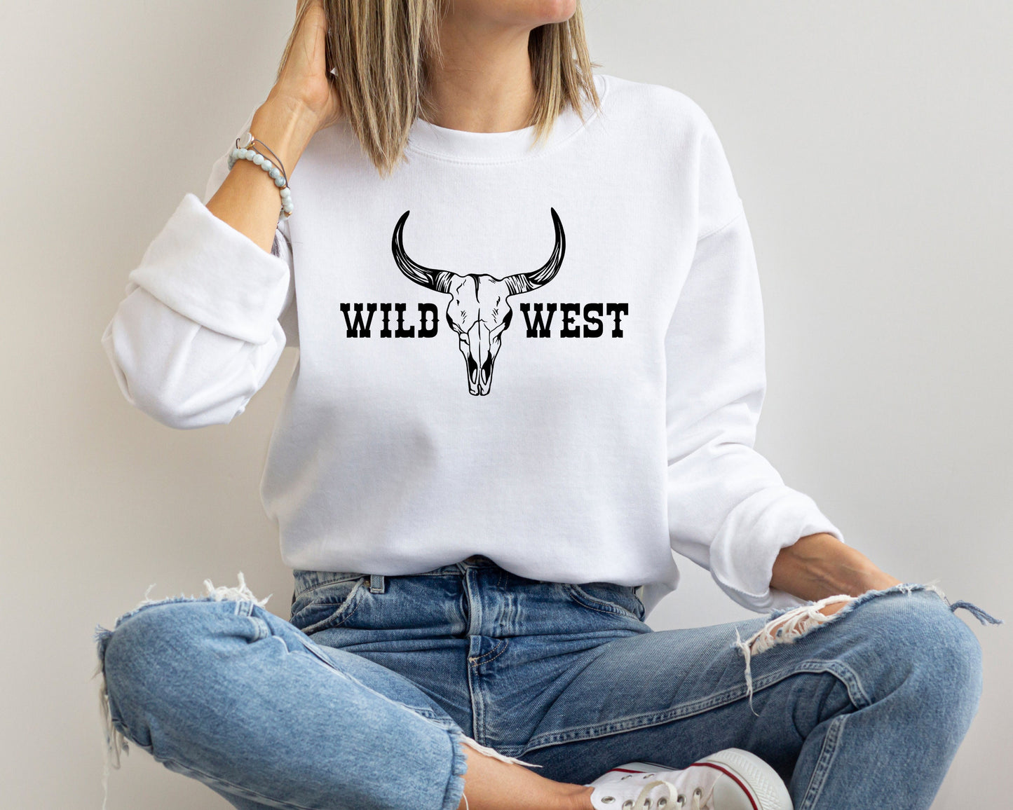 Wild West Sweatshirt, Western Sweatshirt, Cow Skull Sweatshirt, Rodeo Hoodie, Cowgirl Shirt, Country Shirt, Southwest Shirt,Texas Sweatshirt