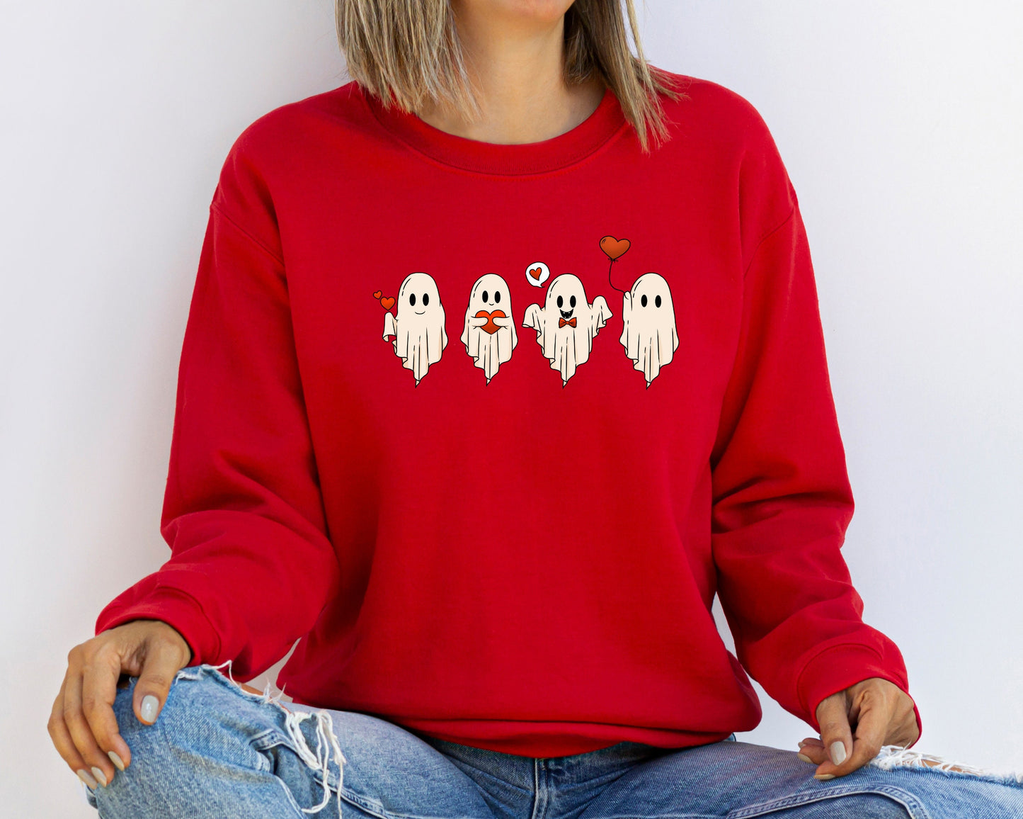 Valentine Sweatshirt, Valentines Day Sweatshirt, Valentines Ghost Hoodie, Cute Ghost Sweater,Valentines Gift Shirt,Spooky Valentine Crewneck