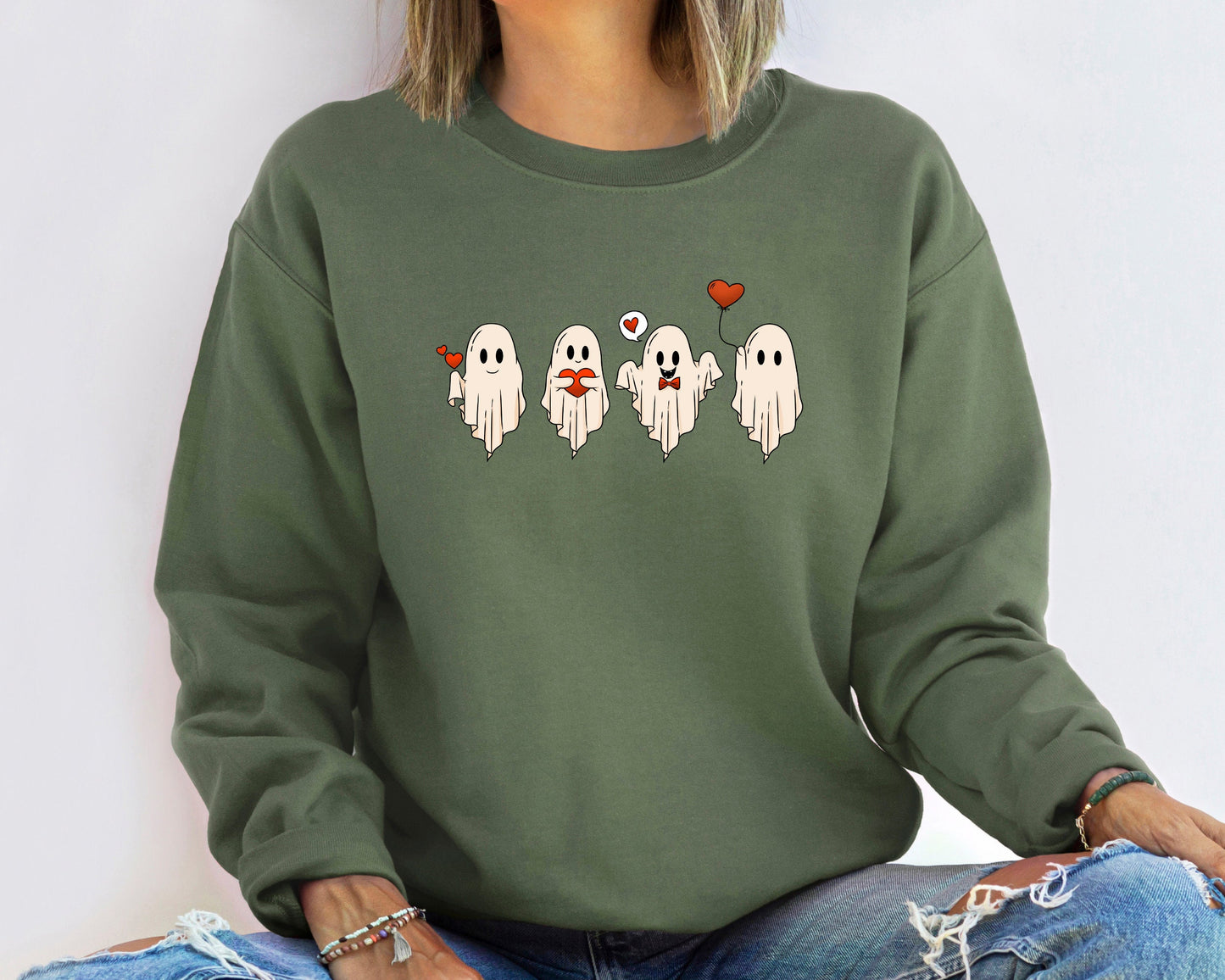 Valentine Sweatshirt, Valentines Day Sweatshirt, Valentines Ghost Hoodie, Cute Ghost Sweater,Valentines Gift Shirt,Spooky Valentine Crewneck