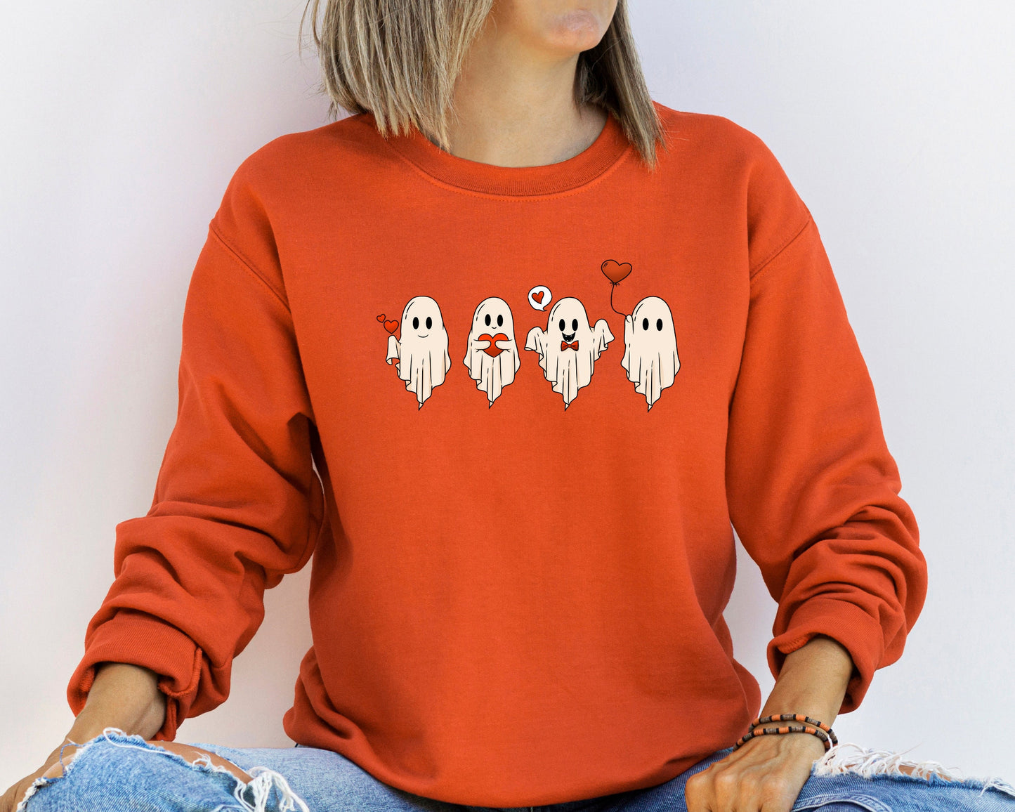 Valentine Sweatshirt, Valentines Day Sweatshirt, Valentines Ghost Hoodie, Cute Ghost Sweater,Valentines Gift Shirt,Spooky Valentine Crewneck
