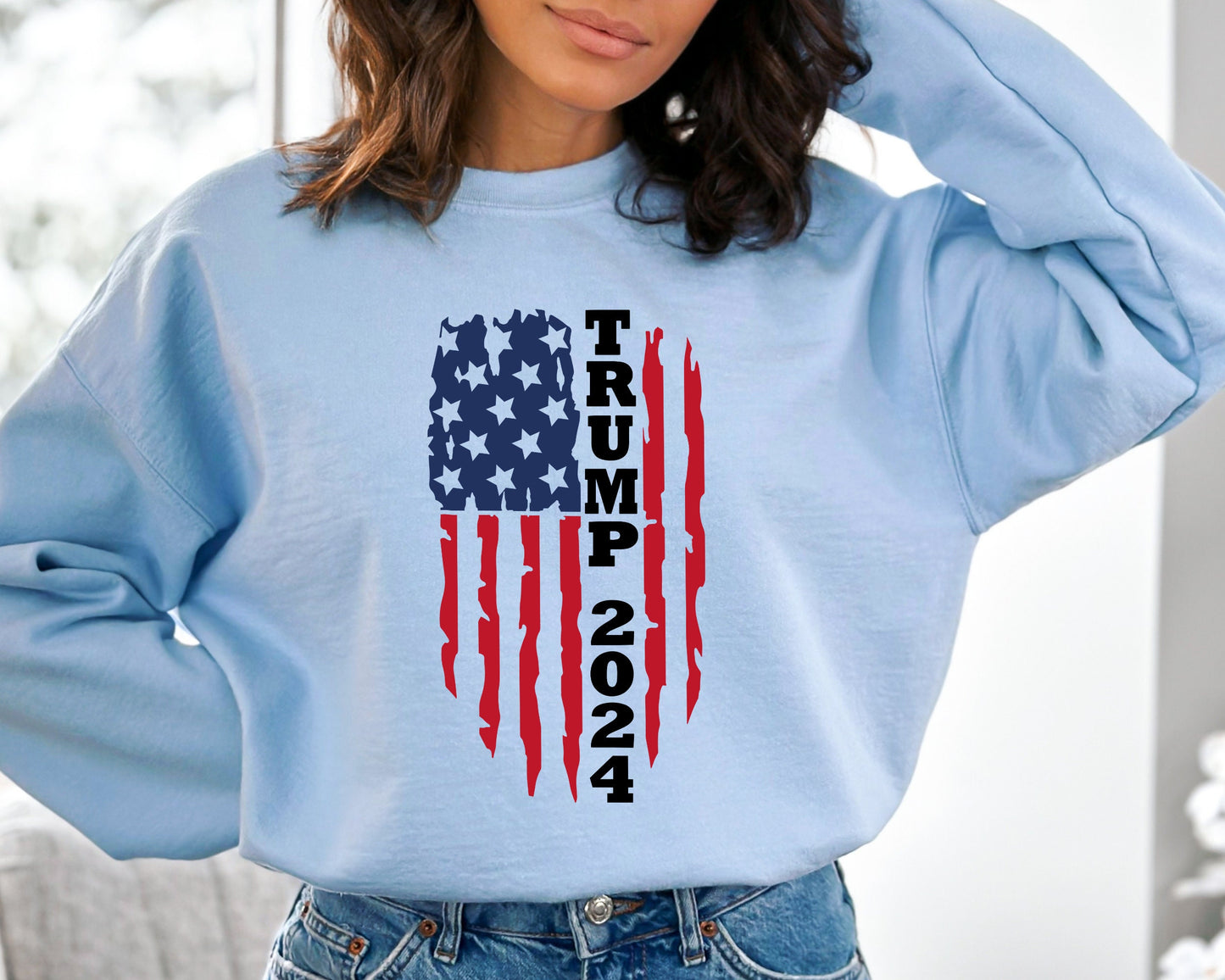 Trump 2024, Pro Trump Sweatshirt, US Flag Sweatshirt, Pro America Sweatshirt, Republican Gifts, Patriotic Gifts, 4th Of July Sweatshirt