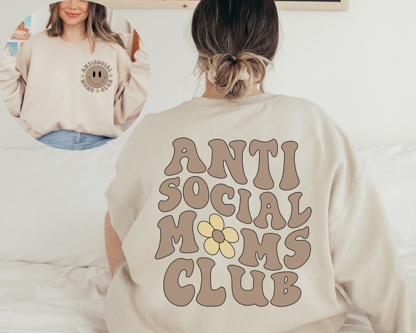 Anti Social Moms Club Sweatshirt and Hoodie, Antisocial Mom Sweatshirt, Mom Life, Mama Sweatshirt, Mama Hoodie, Printed Front and Back