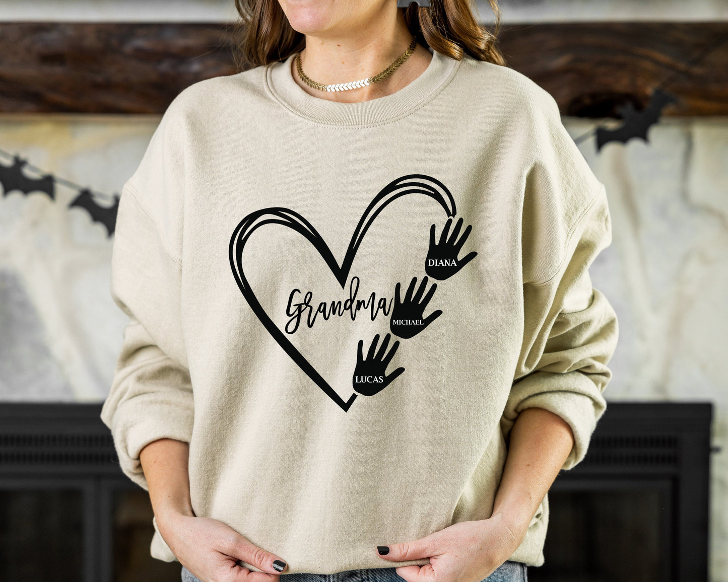 Custom Grandma Sweatshirt, Grandma Heart Sweatshirt, Grandkids Name Sweatshirt, Gift For Grandma, Nana Crewneck Hoodie, Mother's Day Gift