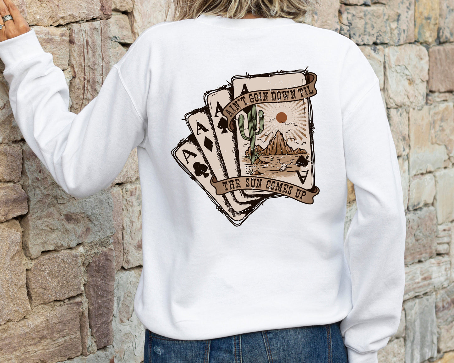 Ain't Going Down Til The Sun Comes Up Sweatshirt, Western Sweatshirt, Desert Hoodie, Cactus Hoodie, Cowboy Hoodie,Cowgirl Sweater