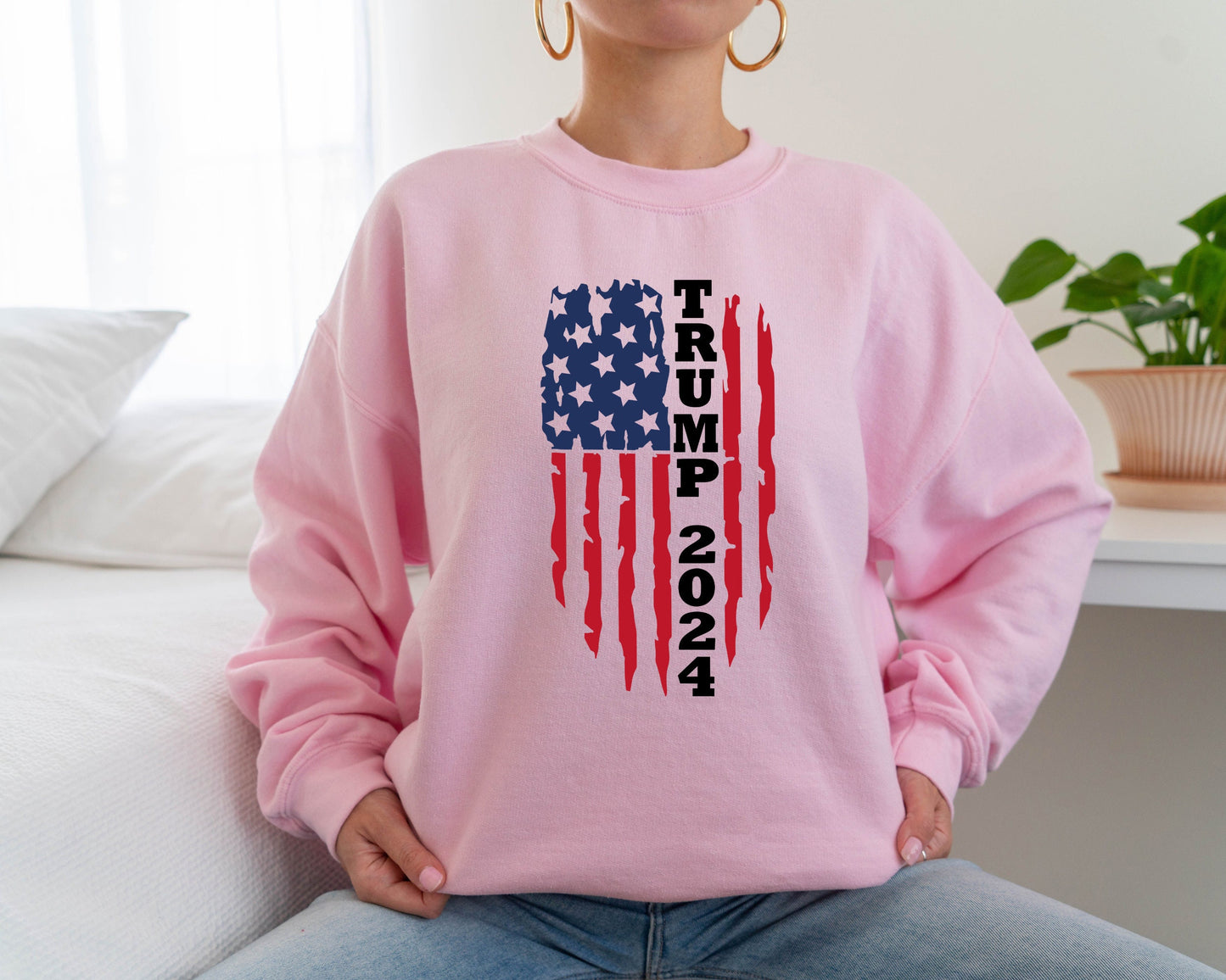 Trump 2024, Pro Trump Sweatshirt, US Flag Sweatshirt, Pro America Sweatshirt, Republican Gifts, Patriotic Gifts, 4th Of July Sweatshirt
