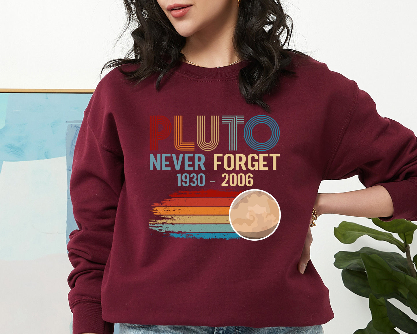 Pluto Never Forget 1936-2006 Planet Sweatshirt, Astronomy Lover Sweatshirt, Trendy Science Hoodie, Aesthetic Universe Shirts, Space T-Shirt