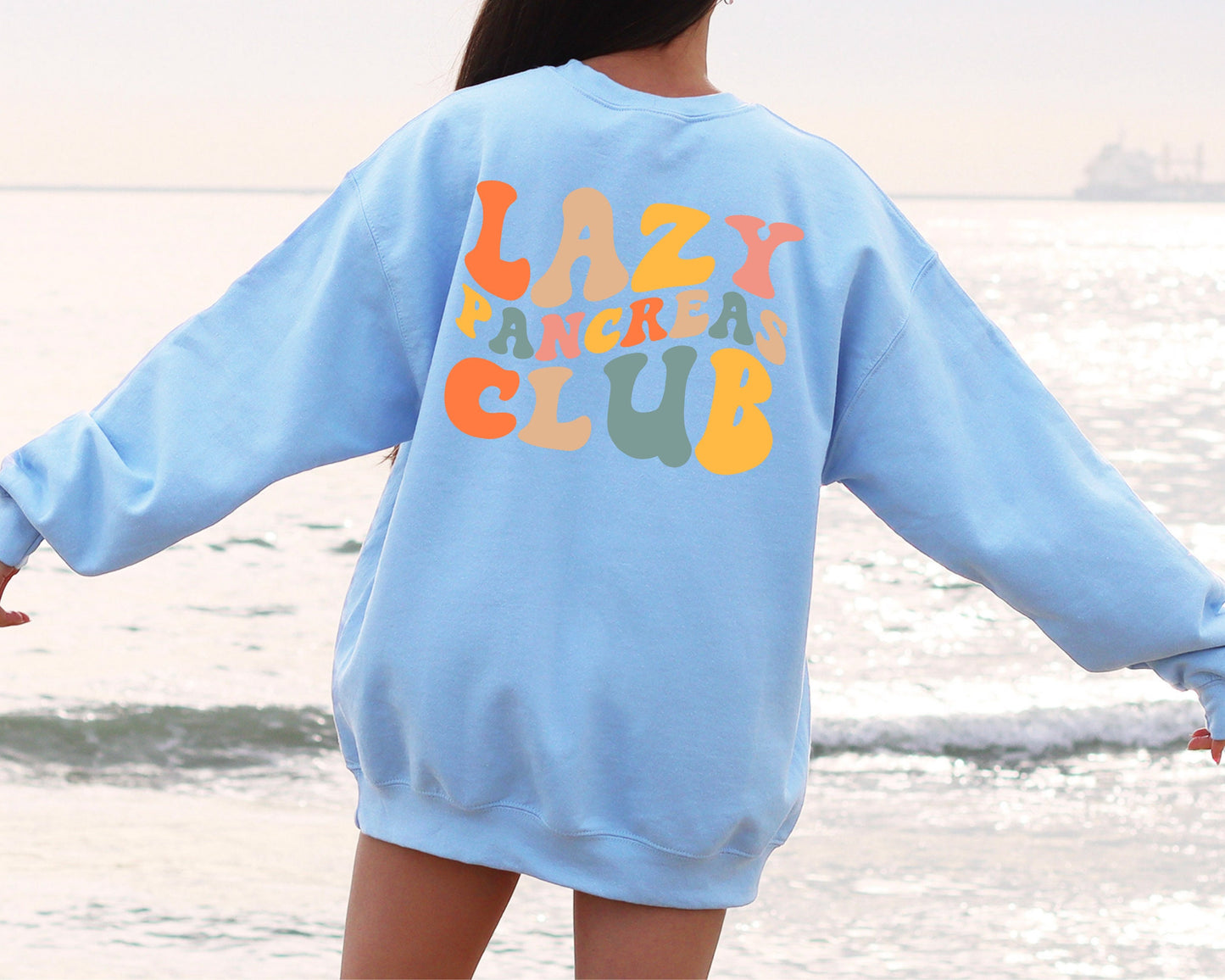 Groovy Lazy Pancreas Club Sweatshirt, Diabetics And People With Diabetes Sweater, Gift for Diabetes, Type 1 Diabetes Sweater, Positive Gift
