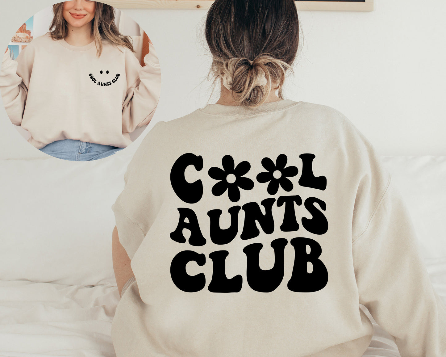 Cool Aunts Club Sweatshirt, Auntie Sweater, Cool Aunts Club Sweatshirt Front And Back, Sister Gifts Sweater, Aunt Birthday Gift