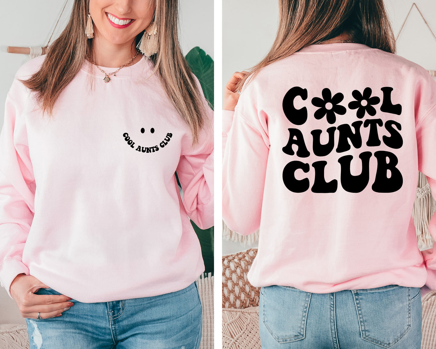 Cool Aunts Club Sweatshirt, Auntie Sweater, Cool Aunts Club Sweatshirt Front And Back, Sister Gifts Sweater, Aunt Birthday Gift