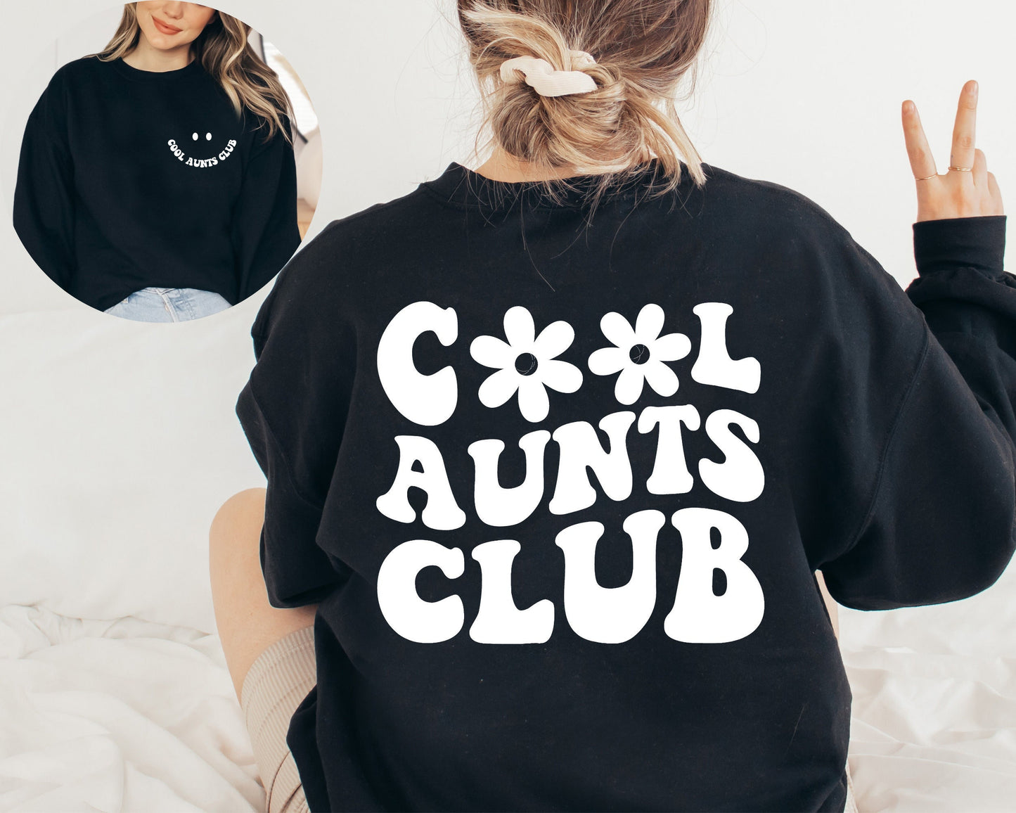 Cool Aunts Club Sweatshirt, Auntie Sweater, Cool Aunts Club Sweatshirt Front And Back, Sister Gifts Sweater, Aunt Birthday Gift