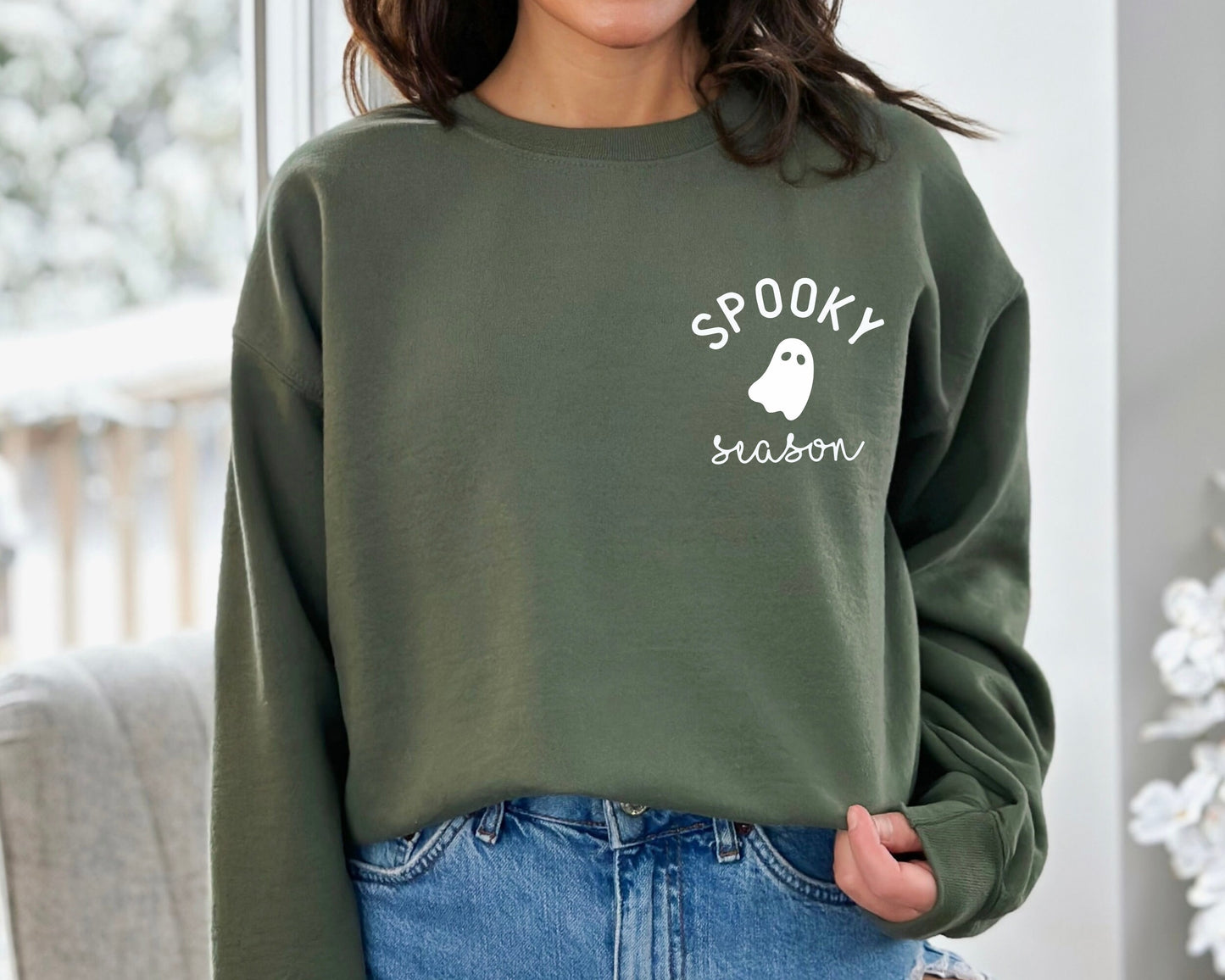 Spooky Season Sweatshirt, Halloween Ghost Crewneck Sweatshirt, PSL Pumpkin Fall, Spooky Season Hoodie, Halloween Sweatshirt
