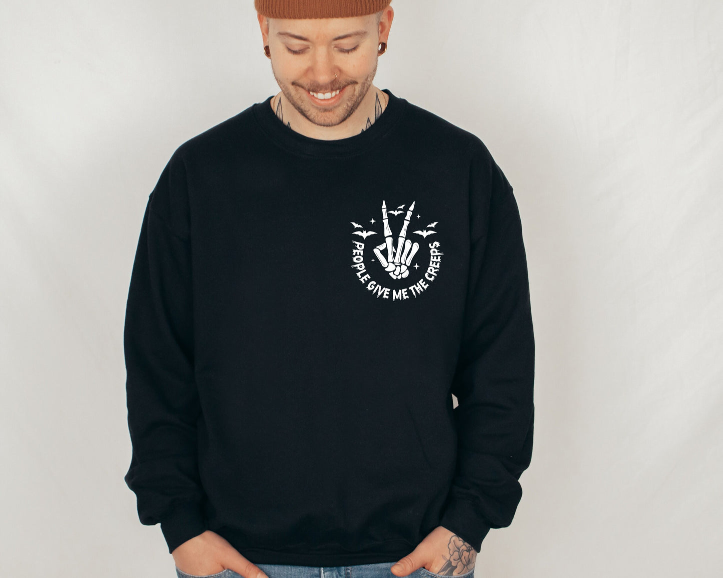 People Give Me The Creeps Sweatshirt, Horror Sweatshirt, Halloween Hoodie, Skeleton Hand Sweater, Spooky Season, Witch Vibes Sweatshirt