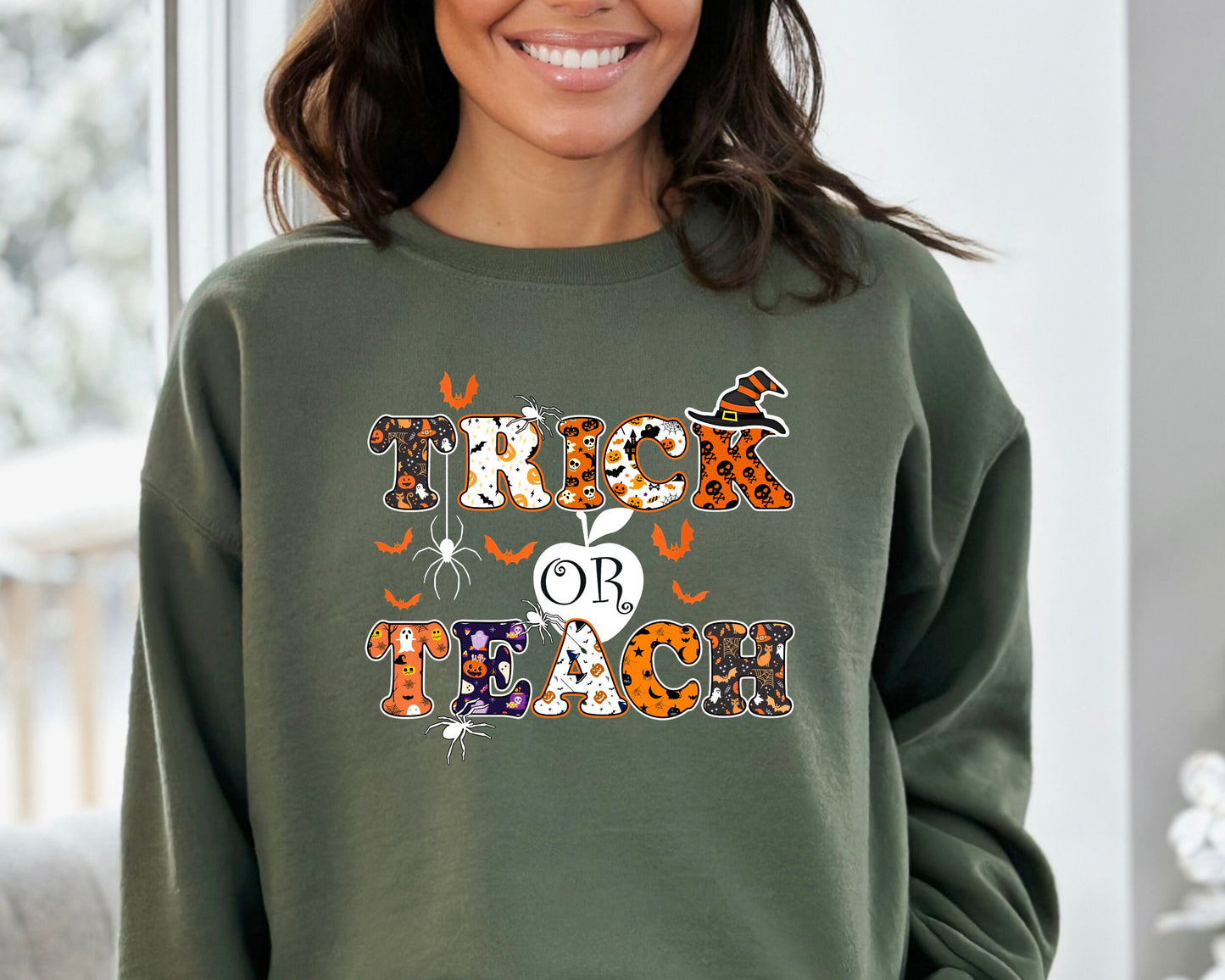Trick Or Teach Sweatshirt, Halloween Teacher Hoodie, Funny Halloween Sweater, Halloween Teacher Sweatshirt, Kindergarten Teacher Shirt Gift