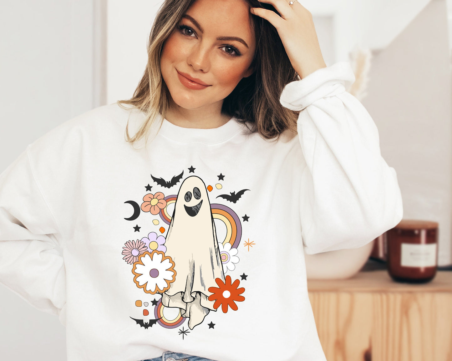 Vintage Halloween Sweatshirt, Ghost Halloween Hoodie for Women and Man, Fall Hoodie, Halloween Sweater, Ghost Sweatshirt, Spooky Sweater