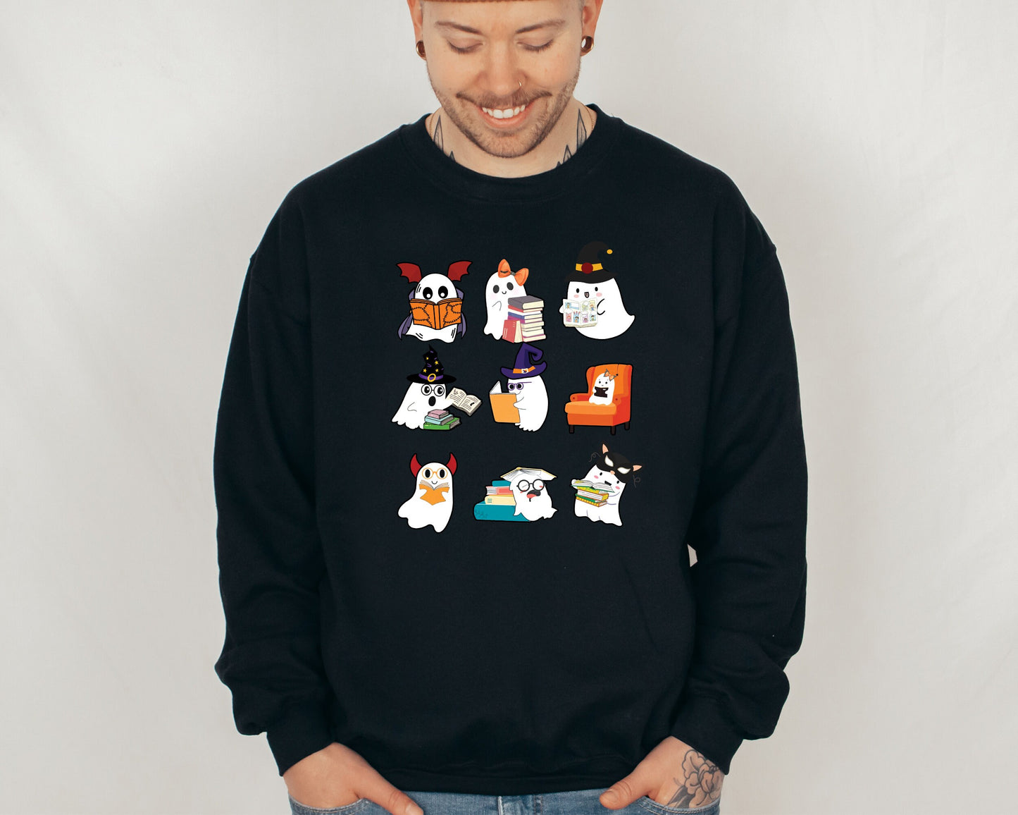 Ghost Reading Sweatshirt, Teacher Halloween Hoodie, Librarian Sweater, Book Lover Hoodie, Reading Sweatshirt, Halloween School Crewneck