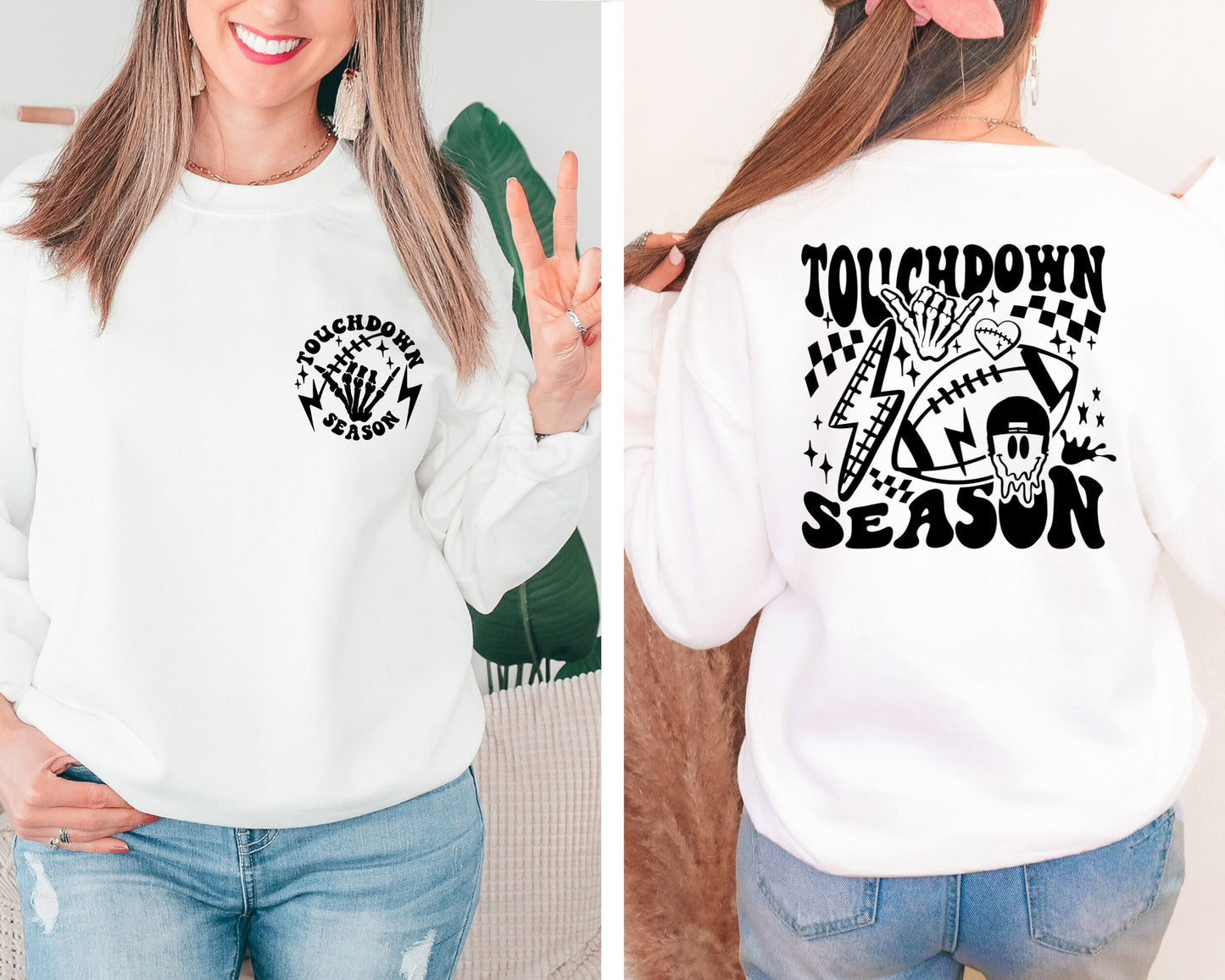 Touch Down Season Sweatshirt, Football Game Hoodie, Game Day Sweater, Football Sweatshirt, Football Crewneck, Retro Football Sweatshirt