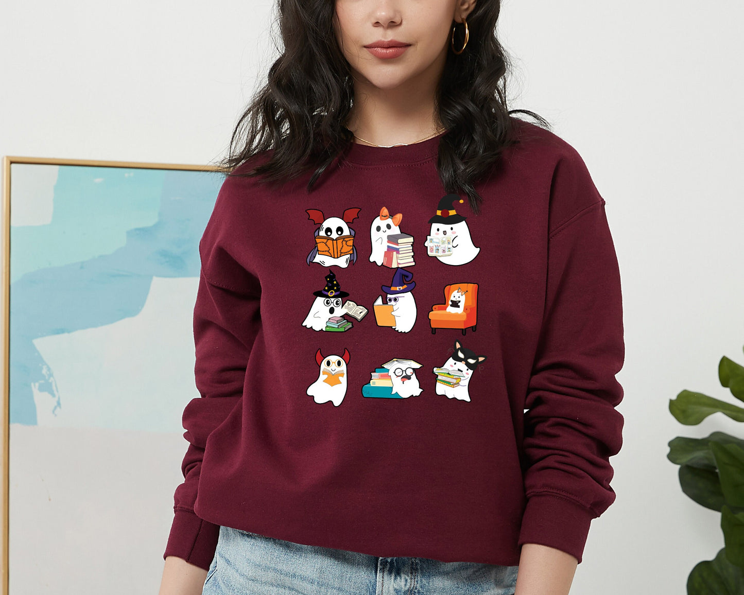 Ghost Reading Sweatshirt, Teacher Halloween Hoodie, Librarian Sweater, Book Lover Hoodie, Reading Sweatshirt, Halloween School Crewneck
