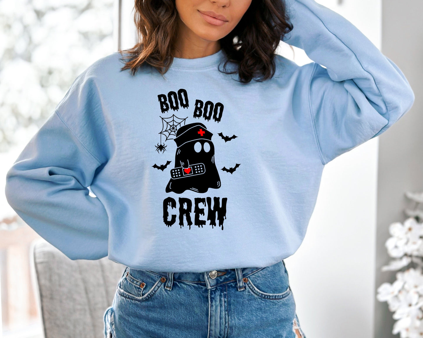 Boo Crew Sweatshirt, Boo Nurse Sweater, Halloween Sweatshirt, Halloween Nurse Sweatshirt, Funny Halloween Hoodie, Cute Nurse Crewneck
