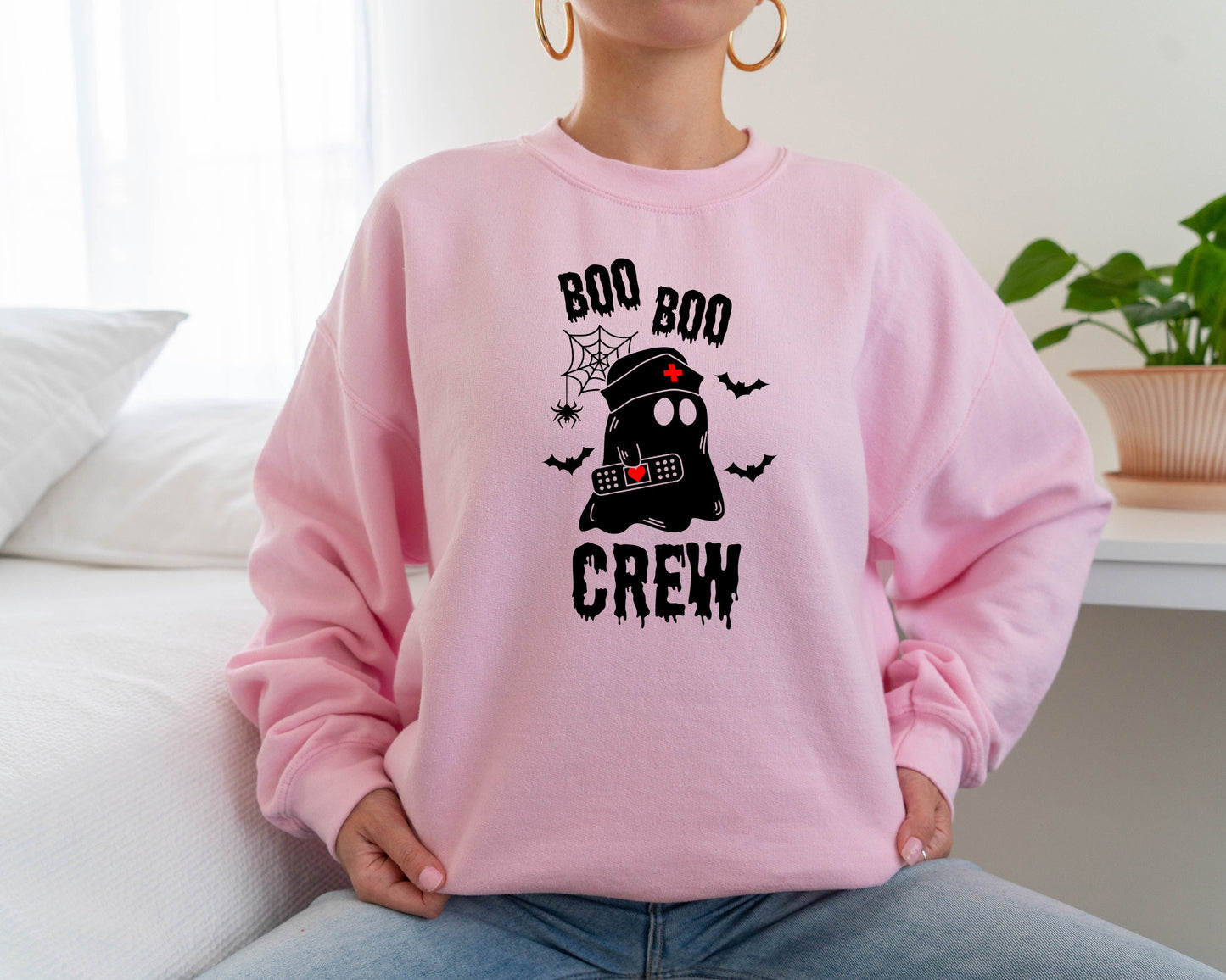 Boo Crew Sweatshirt, Boo Nurse Sweater, Halloween Sweatshirt, Halloween Nurse Sweatshirt, Funny Halloween Hoodie, Cute Nurse Crewneck