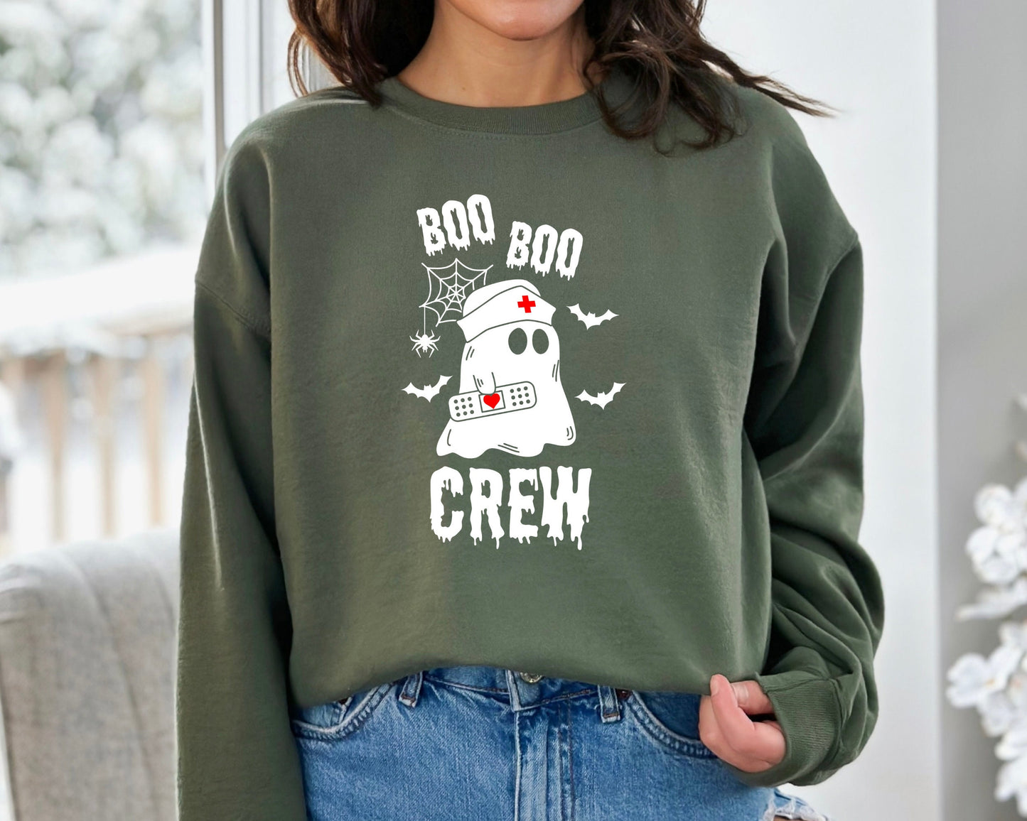 Boo Crew Sweatshirt, Boo Nurse Sweater, Halloween Sweatshirt, Halloween Nurse Sweatshirt, Funny Halloween Hoodie, Cute Nurse Crewneck