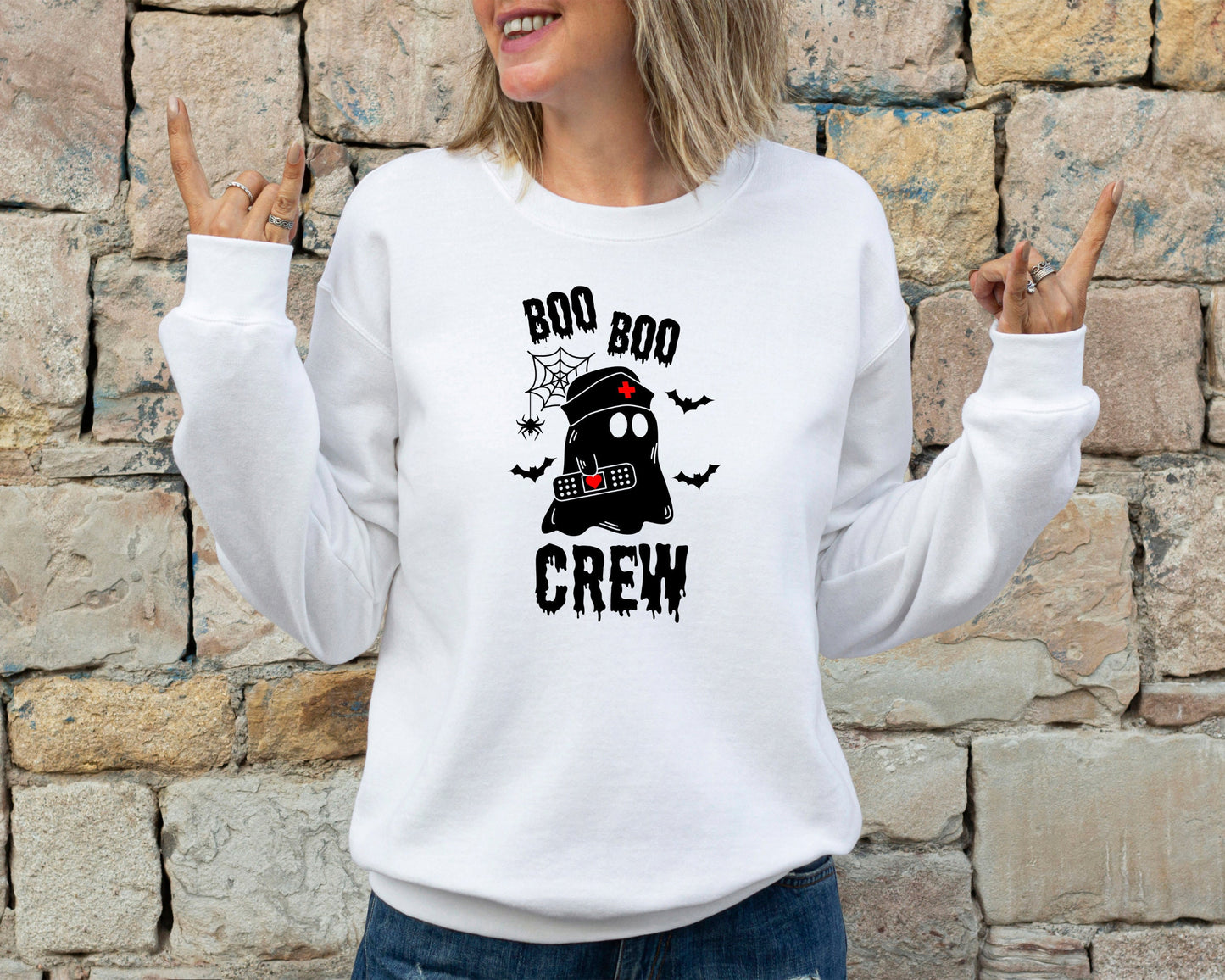 Boo Crew Sweatshirt, Boo Nurse Sweater, Halloween Sweatshirt, Halloween Nurse Sweatshirt, Funny Halloween Hoodie, Cute Nurse Crewneck