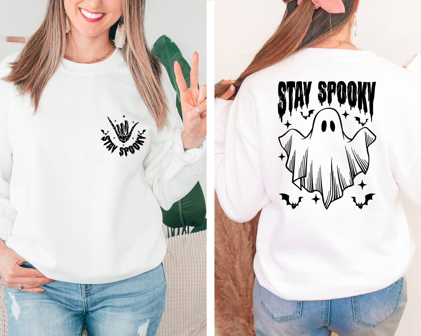 Stay Spooky Sweatshirt, Halloween Ghost Hoodie, Witch Sweater, Fall Hoodie, Spooky Season Skeleton Hands Hoodie, Funny Halloween Sweatshirt