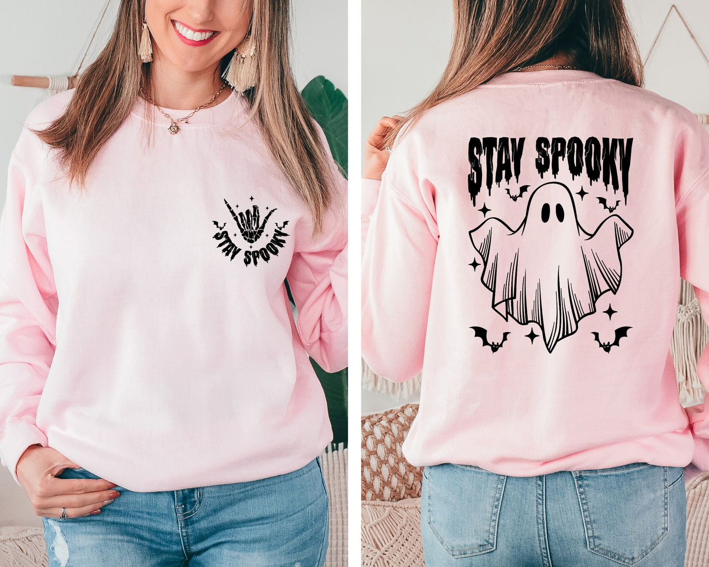Stay Spooky Sweatshirt, Halloween Ghost Hoodie, Witch Sweater, Fall Hoodie, Spooky Season Skeleton Hands Hoodie, Funny Halloween Sweatshirt
