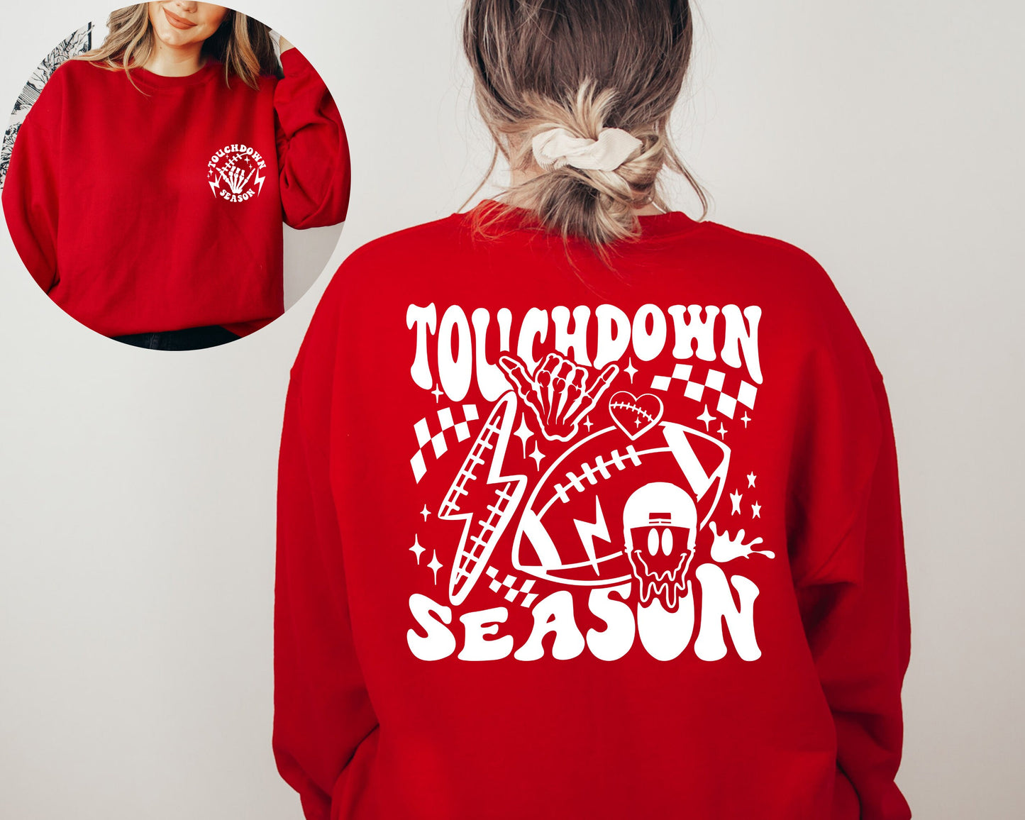 Touch Down Season Sweatshirt, Football Game Hoodie, Game Day Sweater, Football Sweatshirt, Football Crewneck, Retro Football Sweatshirt
