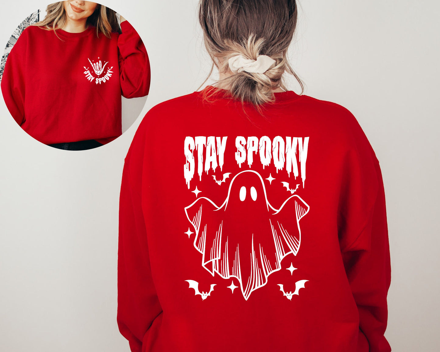 Stay Spooky Sweatshirt, Halloween Ghost Hoodie, Witch Sweater, Fall Hoodie, Spooky Season Skeleton Hands Hoodie, Funny Halloween Sweatshirt