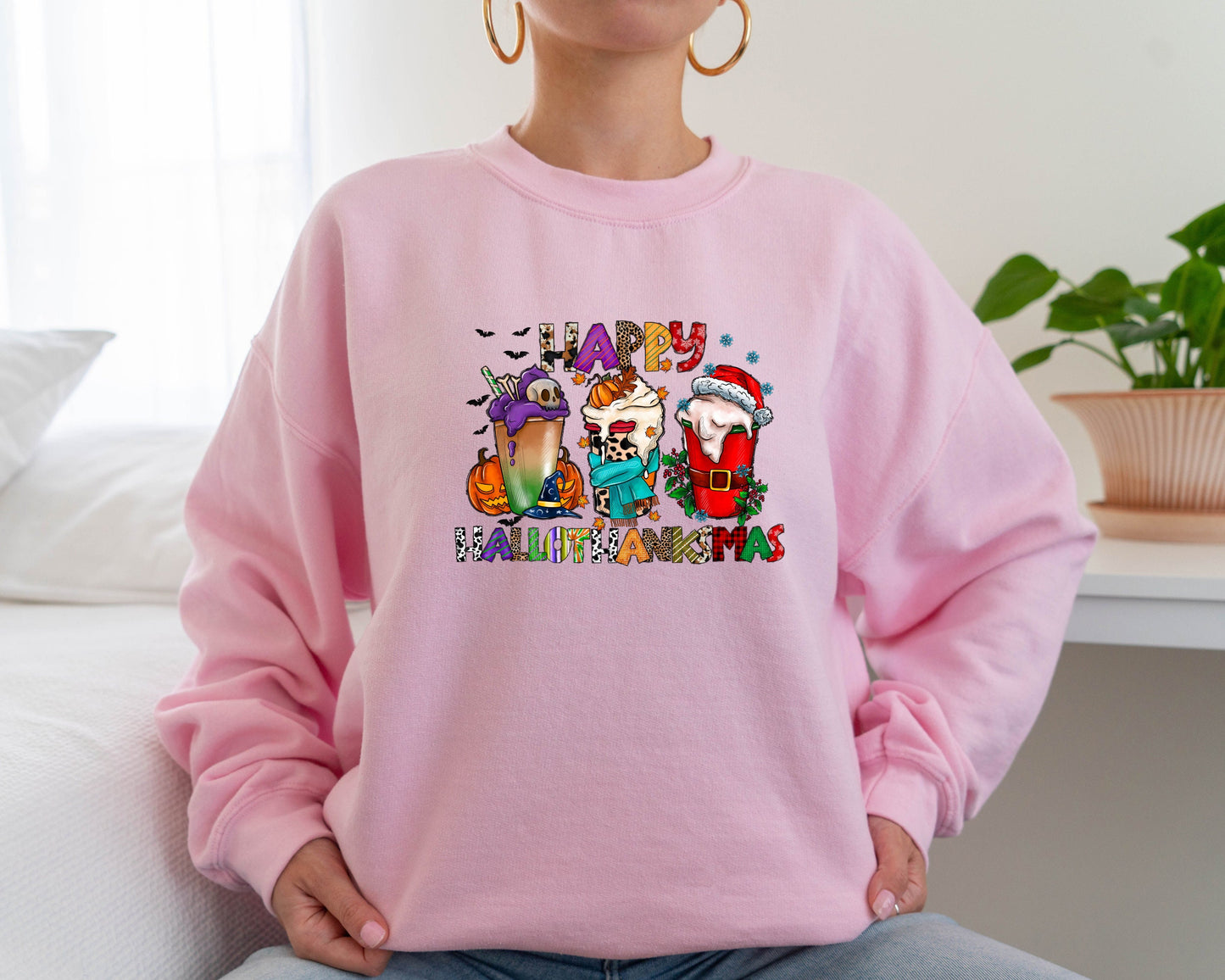 HalloThanksMas Sweatshirt, Holiday Sweater, Halloween Hoodie, Thanksgiving Sweater, Christmas Hoodie, Holiday Season Gift, Holiday Season