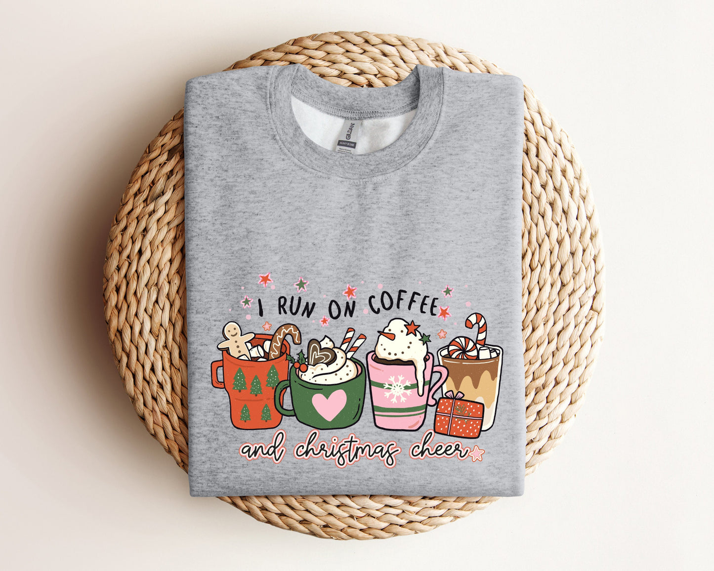 I Run on Coffee and Christmas Cheer Sweatshirt, Coffee Christmas Sweater, Christmas Coffee Hoodie, Holiday Apparel, Funny Christmas Sweater