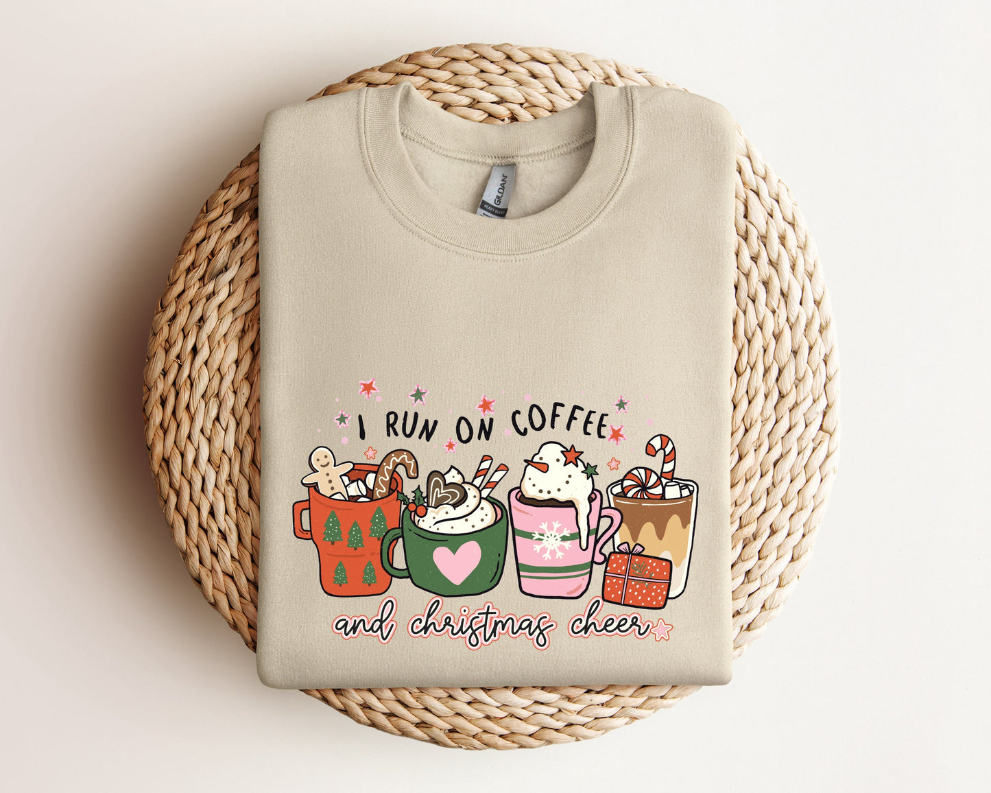 I Run on Coffee and Christmas Cheer Sweatshirt, Coffee Christmas Sweater, Christmas Coffee Hoodie, Holiday Apparel, Funny Christmas Sweater