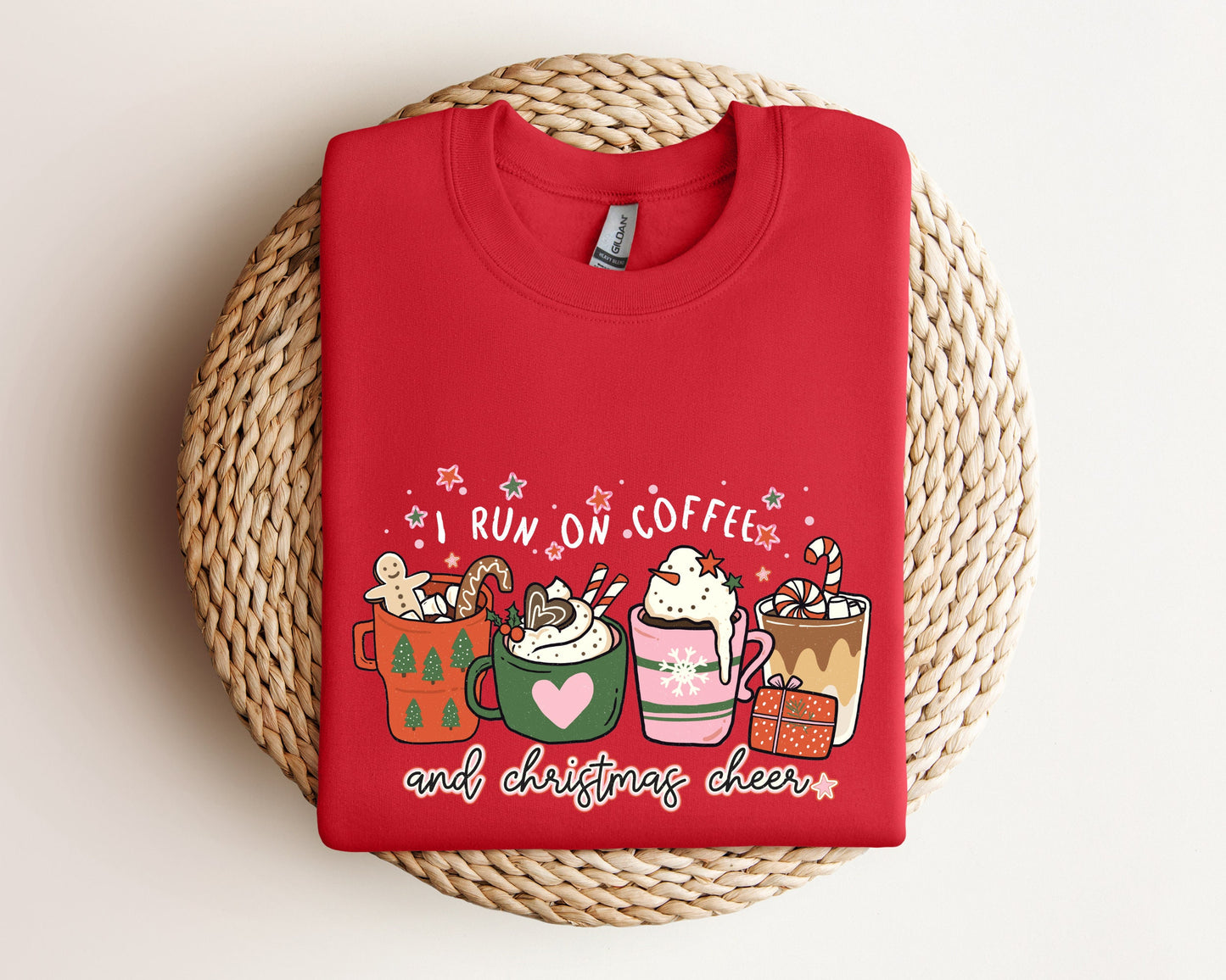 I Run on Coffee and Christmas Cheer Sweatshirt, Coffee Christmas Sweater, Christmas Coffee Hoodie, Holiday Apparel, Funny Christmas Sweater
