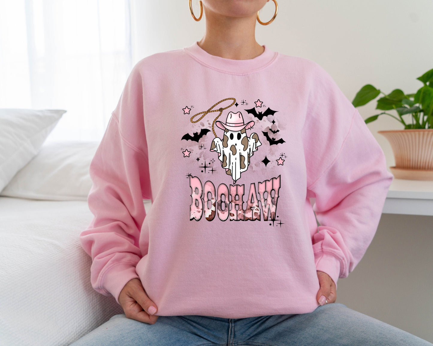 Boo Haw Sweatshirt, Halloween Hoodie, Halloween Sweater, Halloween Vintage Sweatshirt ,Halloween Retro Sweatshirt, Cowboy Halloween Hoodie