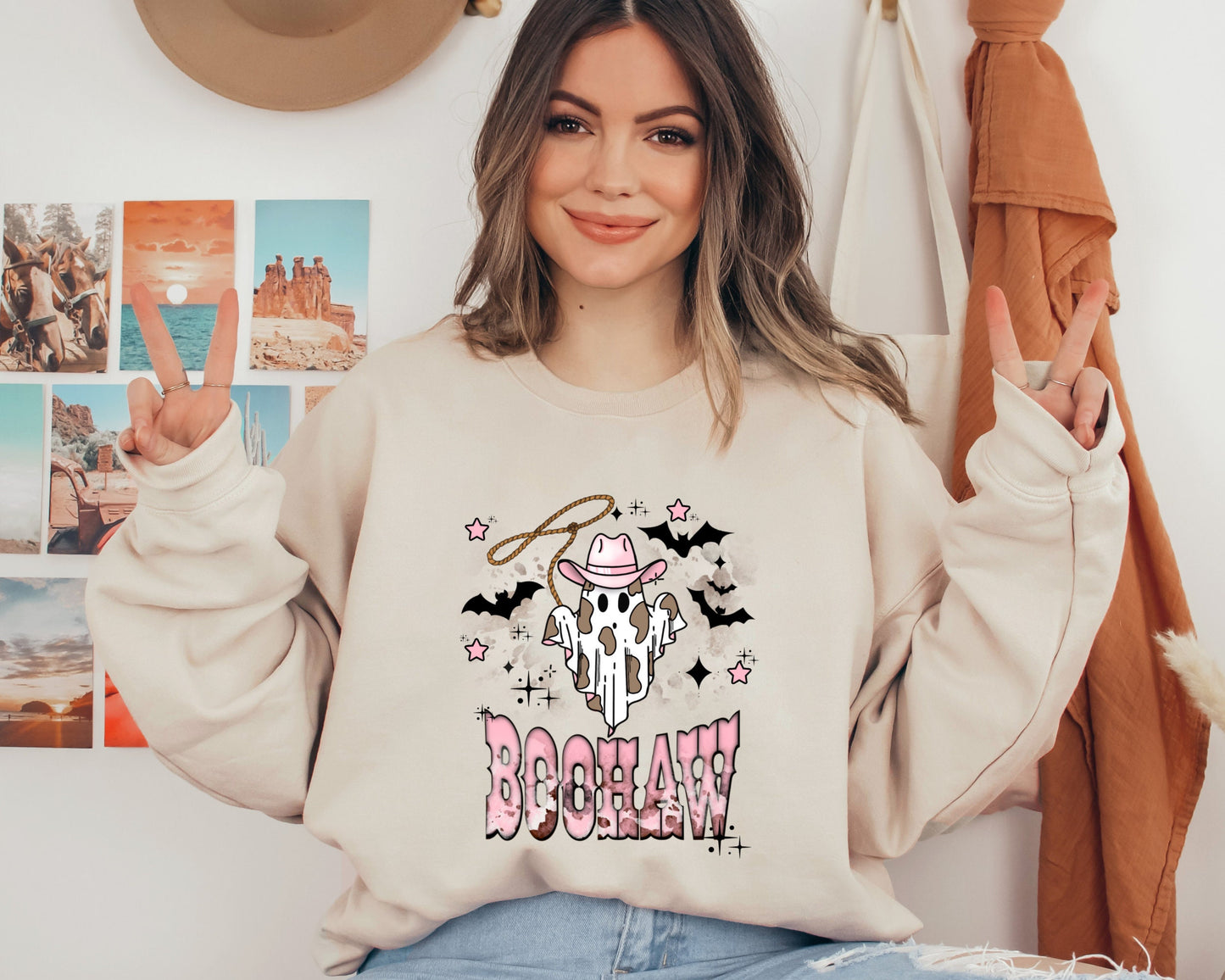Boo Haw Sweatshirt, Halloween Hoodie, Halloween Sweater, Halloween Vintage Sweatshirt ,Halloween Retro Sweatshirt, Cowboy Halloween Hoodie