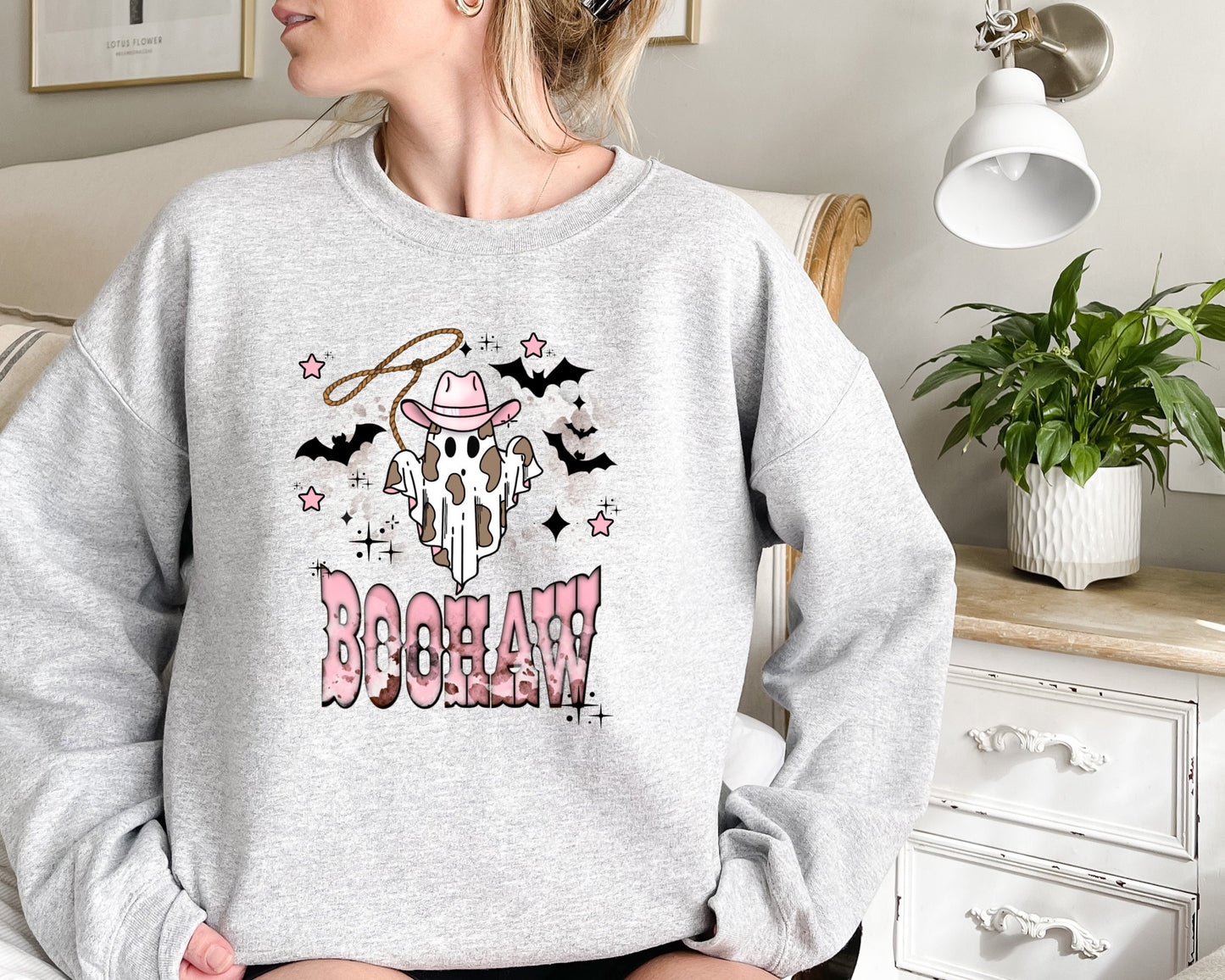 Boo Haw Sweatshirt, Halloween Hoodie, Halloween Sweater, Halloween Vintage Sweatshirt ,Halloween Retro Sweatshirt, Cowboy Halloween Hoodie