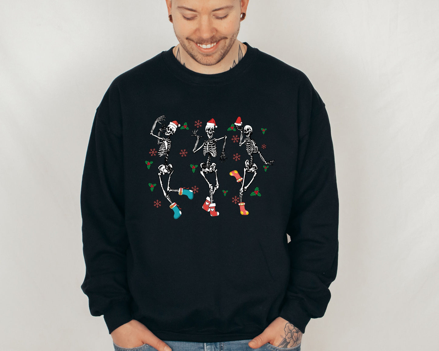 Dancing Skeleton Sweatshirt, Funny Christmas Sweatshirt Women, Christmas Sweater, Holiday Sweatshirt, Skeleton Christmas Shirt, Dead Inside