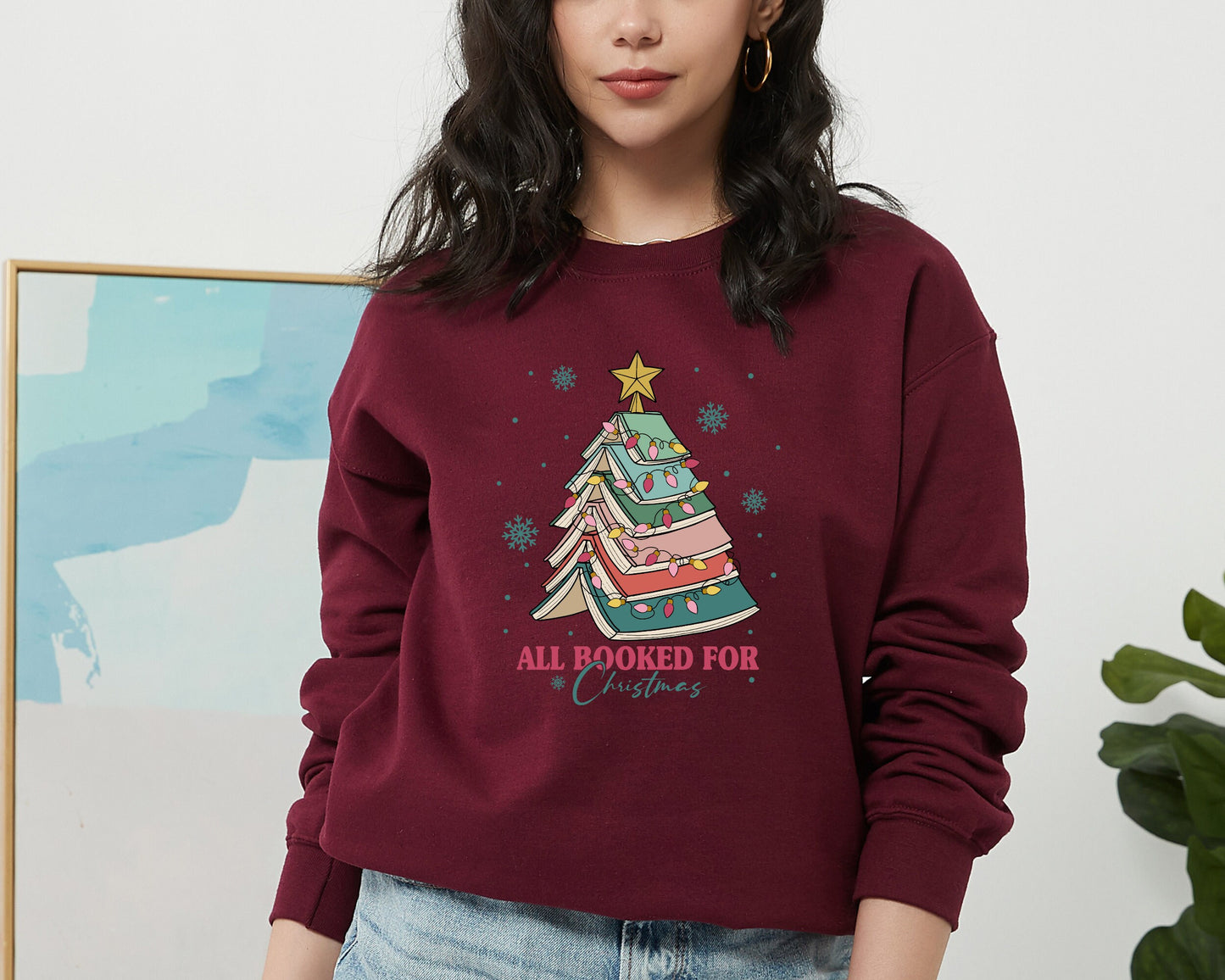 Christmas Book Tree Sweatshirt, Christmas Gift for Teacher, School Christmas Hoodie, Book Lover Christmas, Book Lovers Christmas Gift Hoodie