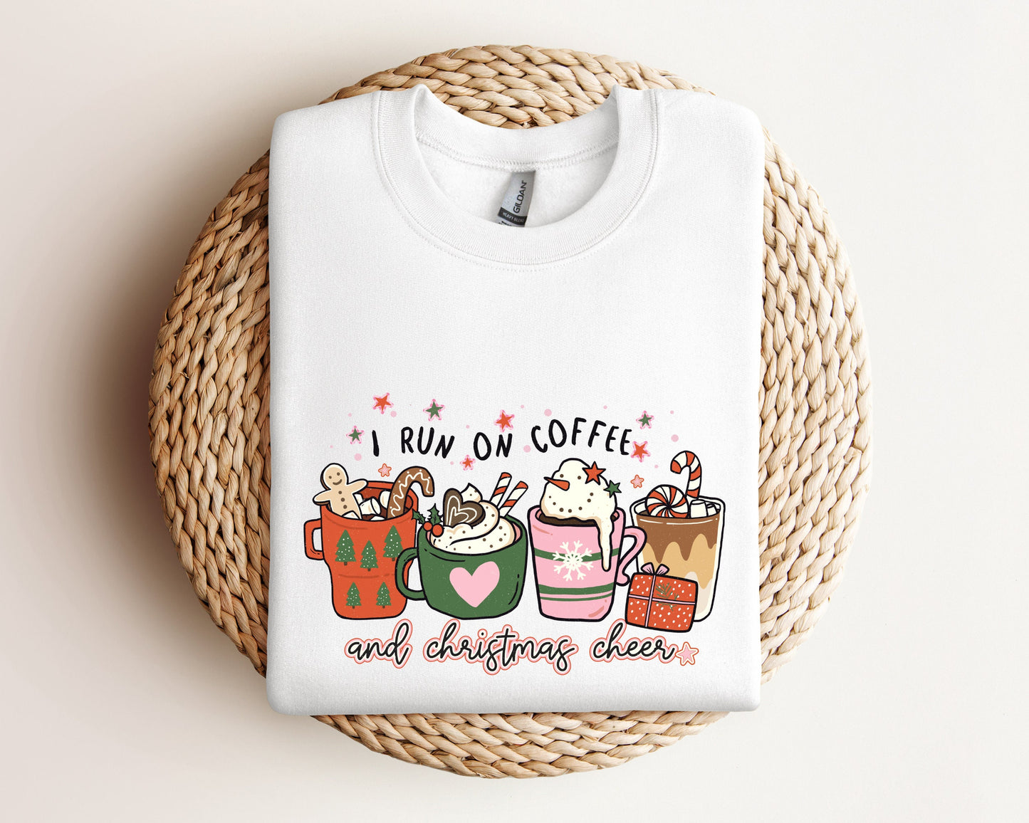 I Run on Coffee and Christmas Cheer Sweatshirt, Coffee Christmas Sweater, Christmas Coffee Hoodie, Holiday Apparel, Funny Christmas Sweater