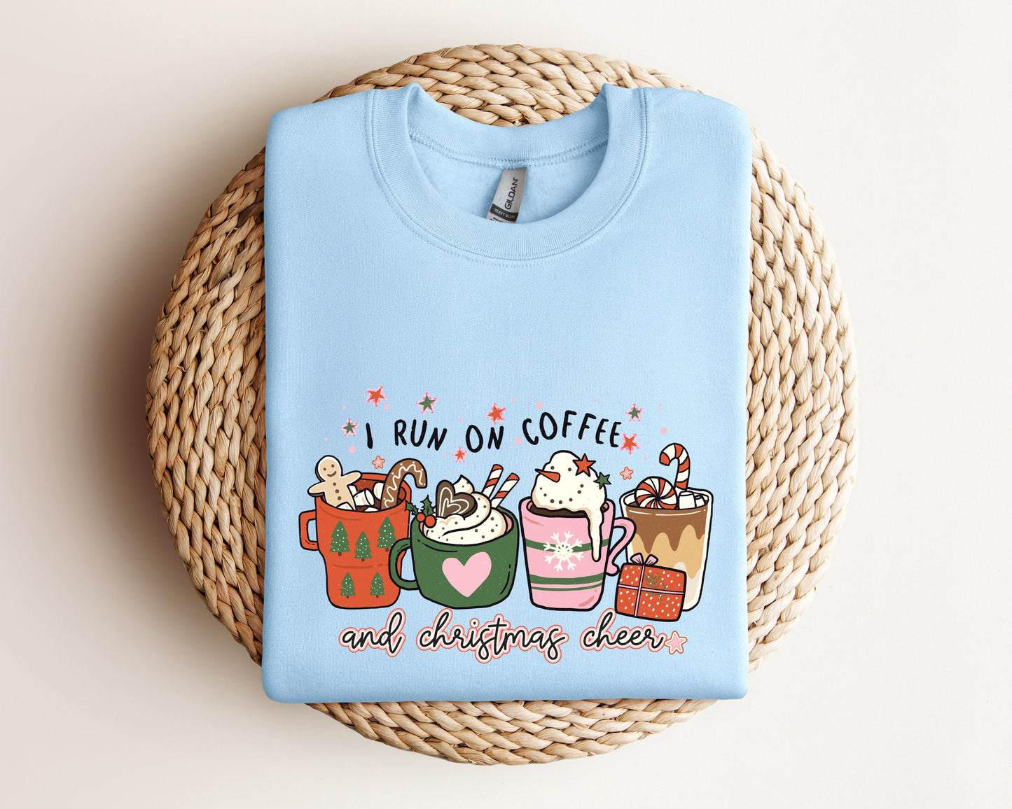 I Run on Coffee and Christmas Cheer Sweatshirt, Coffee Christmas Sweater, Christmas Coffee Hoodie, Holiday Apparel, Funny Christmas Sweater