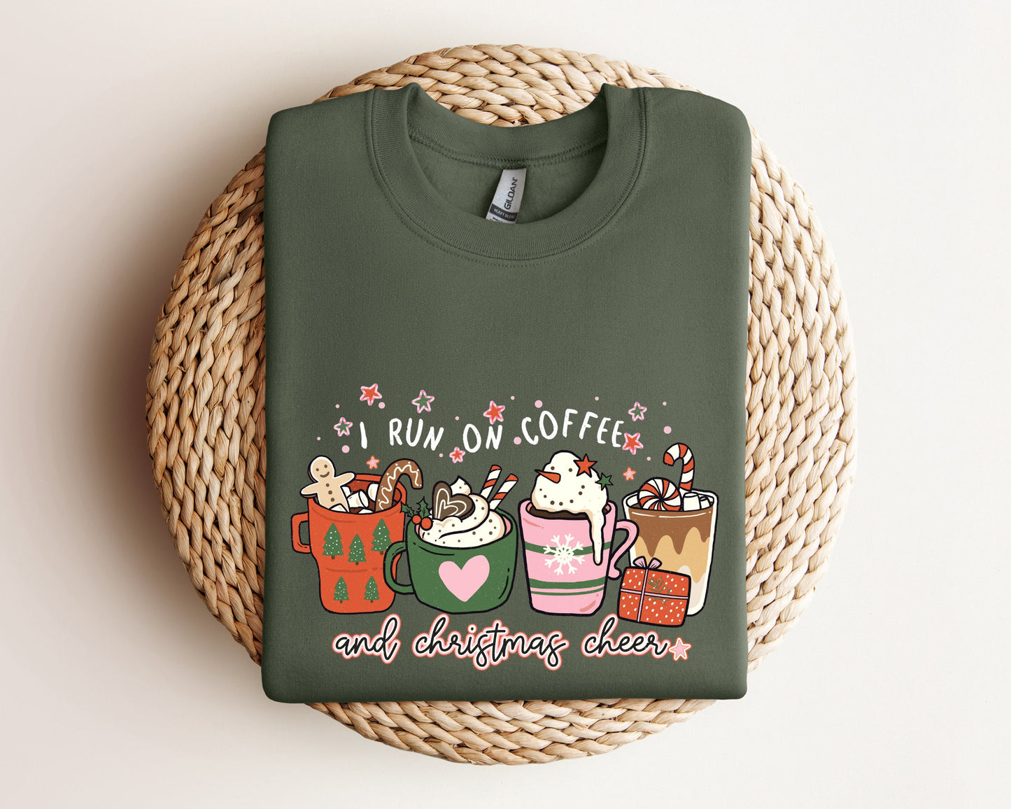 I Run on Coffee and Christmas Cheer Sweatshirt, Coffee Christmas Sweater, Christmas Coffee Hoodie, Holiday Apparel, Funny Christmas Sweater