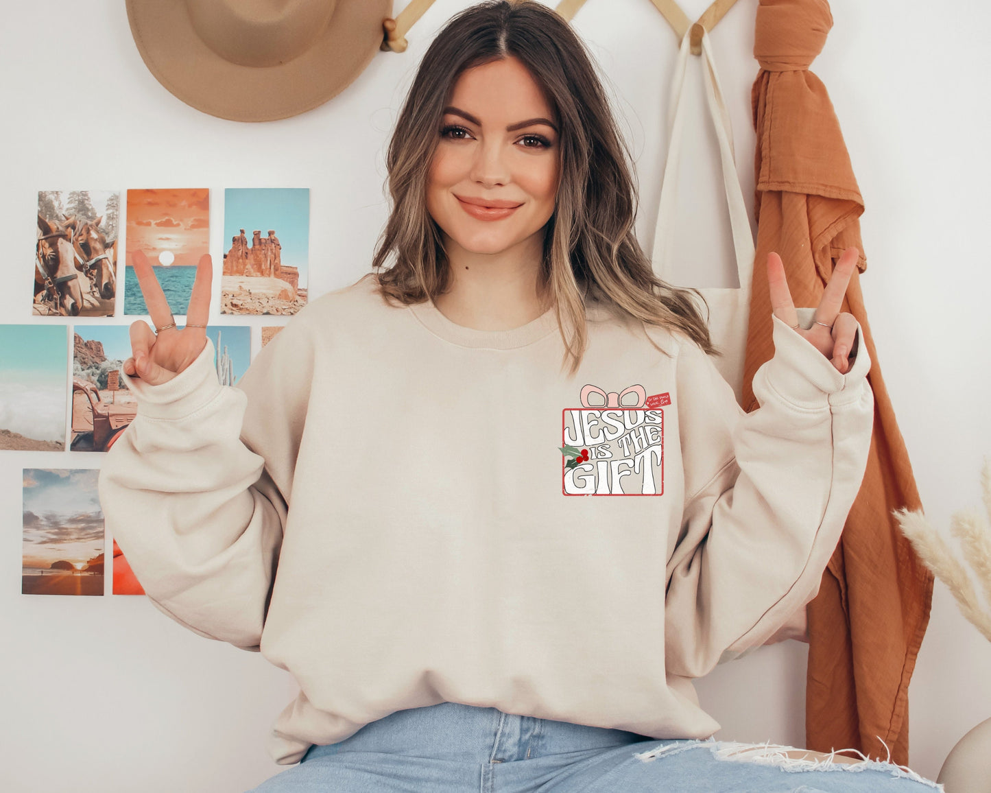 Jesus is the Gift Sweatshirt, Christian Christmas Sweater, Happy Birthday Jesus Sweatshirt, Retro Christian Crewneck, Jesus Hoodie