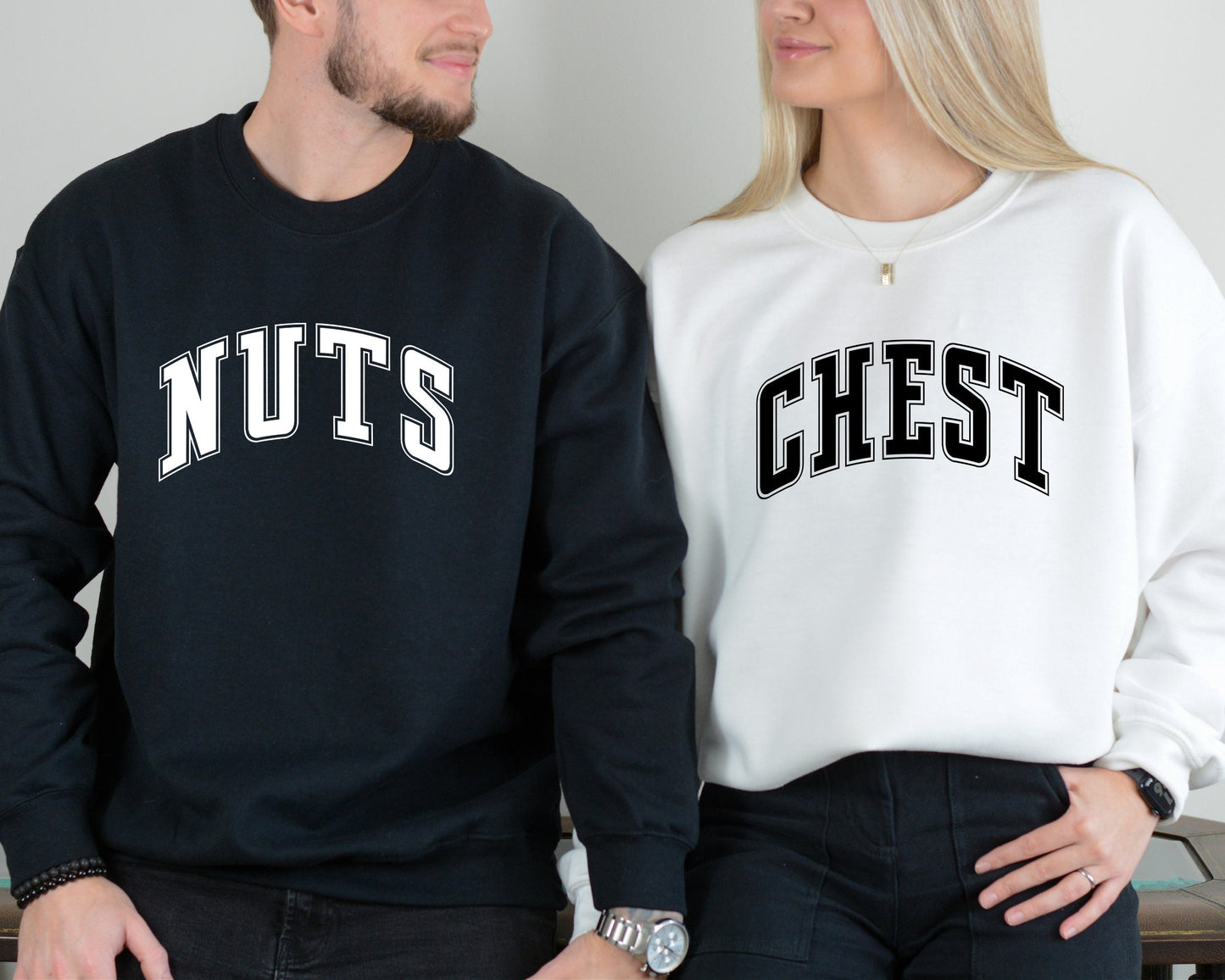 Chest And Nuts Couples Christmas Sweatshirt, Funny Christmas Sweater, Couple Christmas Hoodies, Christmas Humor Sweater,Holiday Sweatershirt