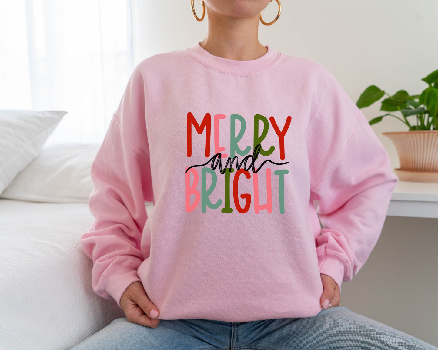 Merry and Bright Sweatshirt, Christmas Hoodie, Family Christmas Sweatshirt, Christmas Sweatshirts for Women, Merry Christmas Sweatshirt