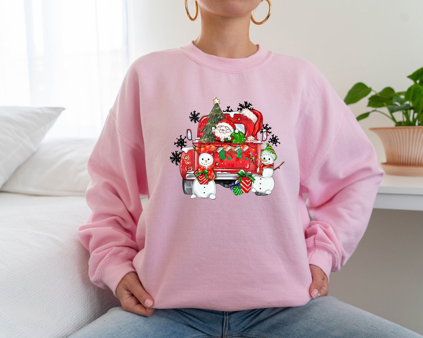 Christmas Sweatshirt for Women, Christmas Truck Hoodie, Christmas Sweater, Cute Christmas Hoodie, Christmas Santa Sweatshirt, Merry Crewneck
