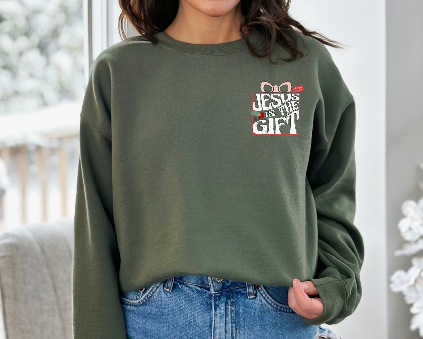 Jesus is the Gift Sweatshirt, Christian Christmas Sweater, Happy Birthday Jesus Sweatshirt, Retro Christian Crewneck, Jesus Hoodie